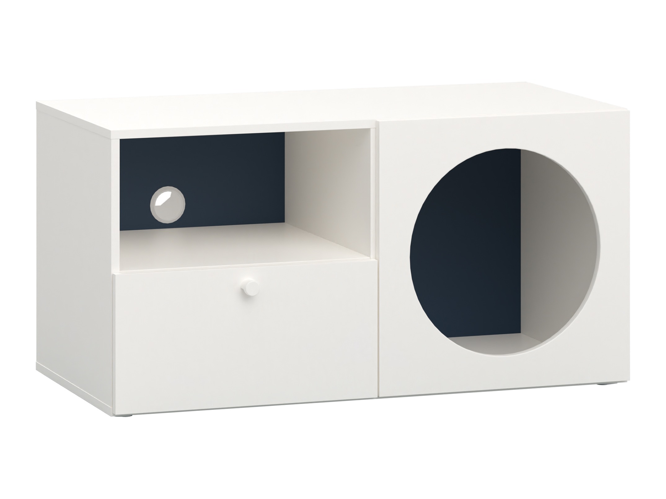 TV-állvány Tornolo 127 (Fehér + Indigó)