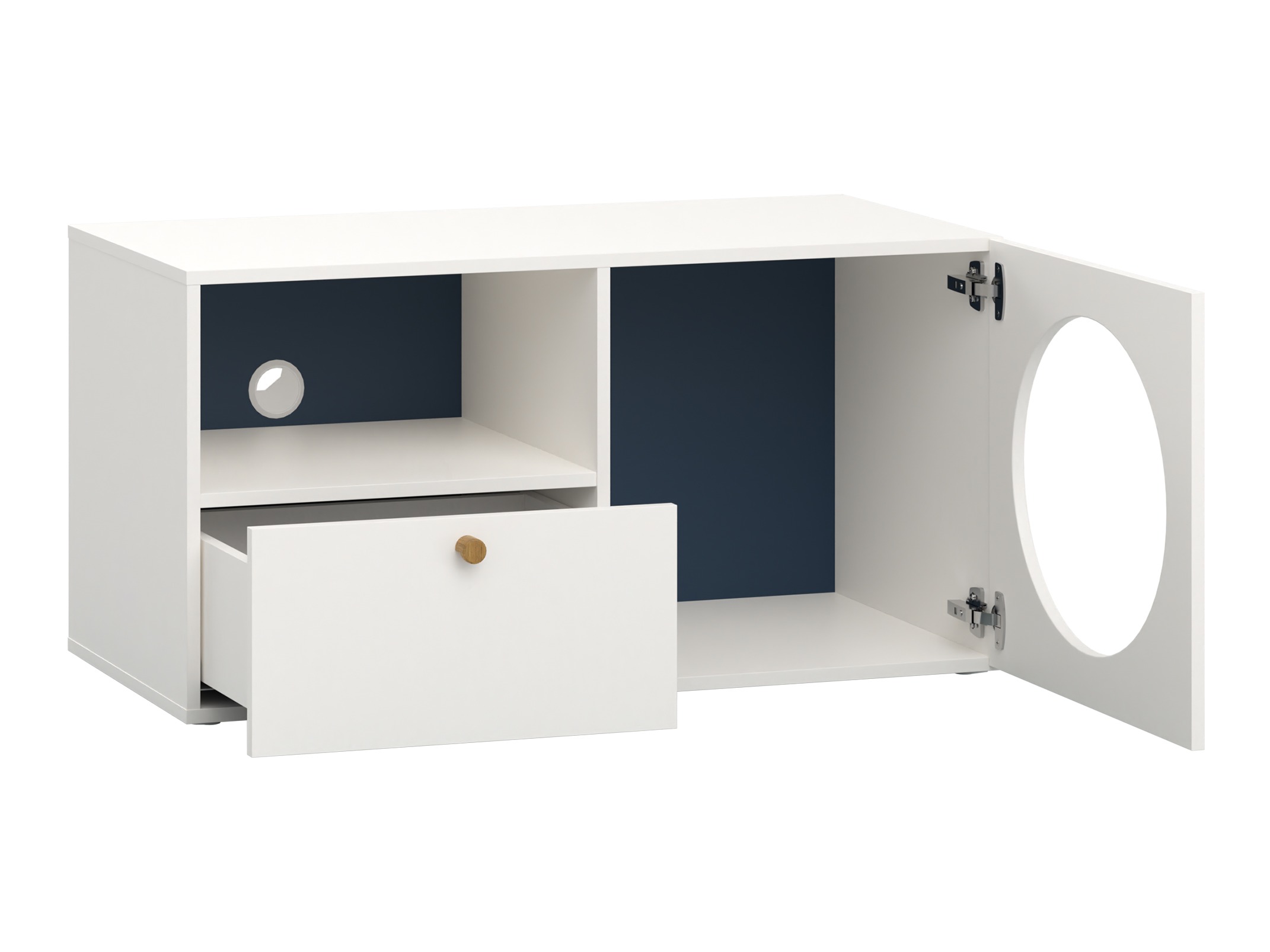 TV-állvány Tornolo 127 (Fehér + Indigó)