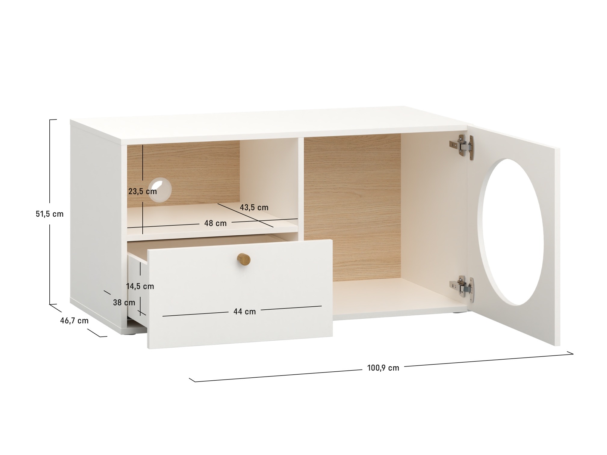 TV-állvány Tornolo 127 (Fehér + Indigó)