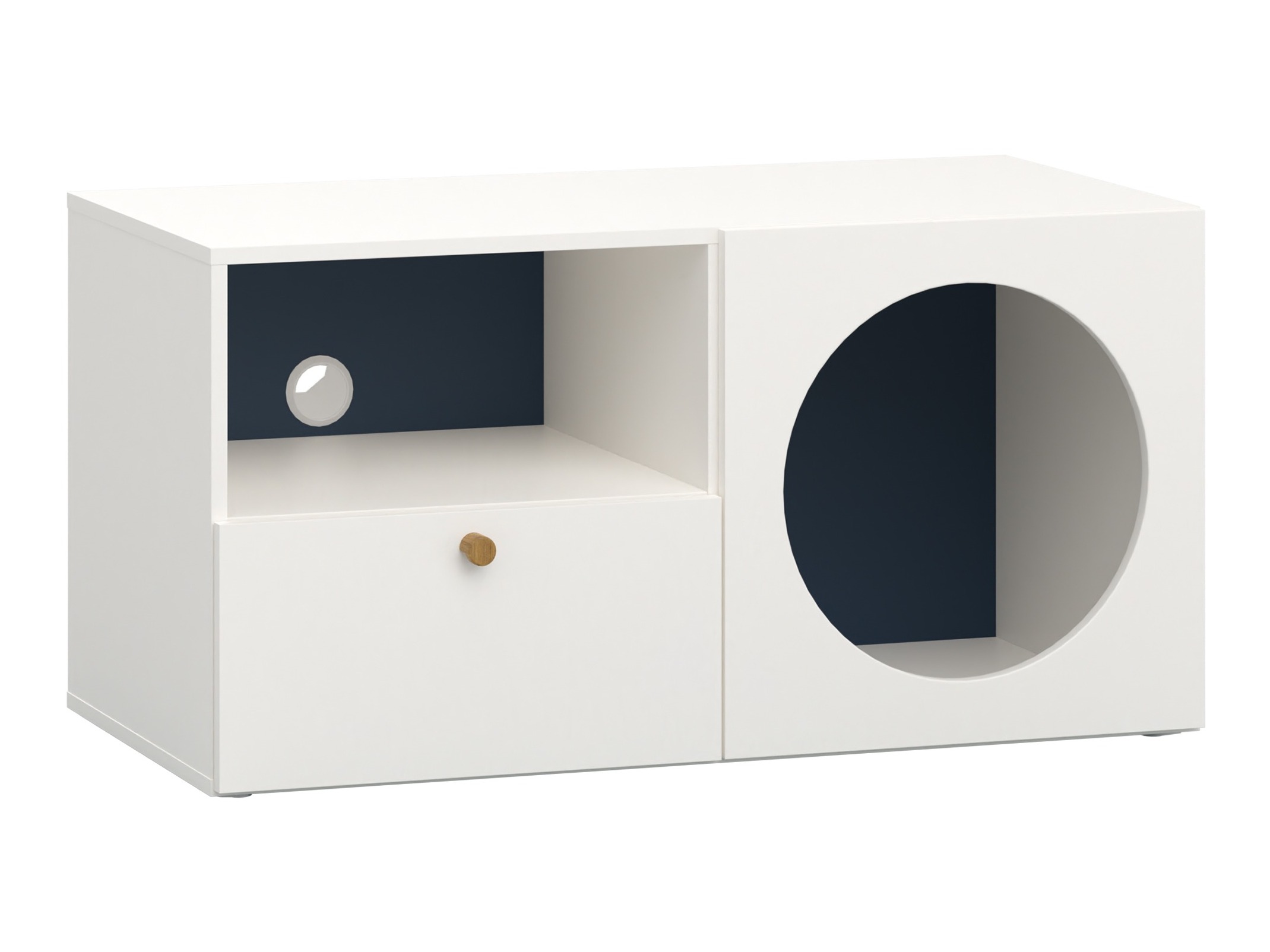 TV-állvány Tornolo 127 (Fehér + Indigó)