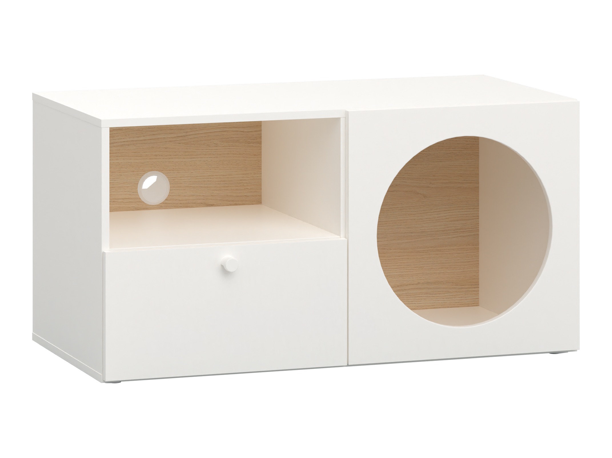 TV-állvány Tornolo 127 (Fehér + Világos tölgy)