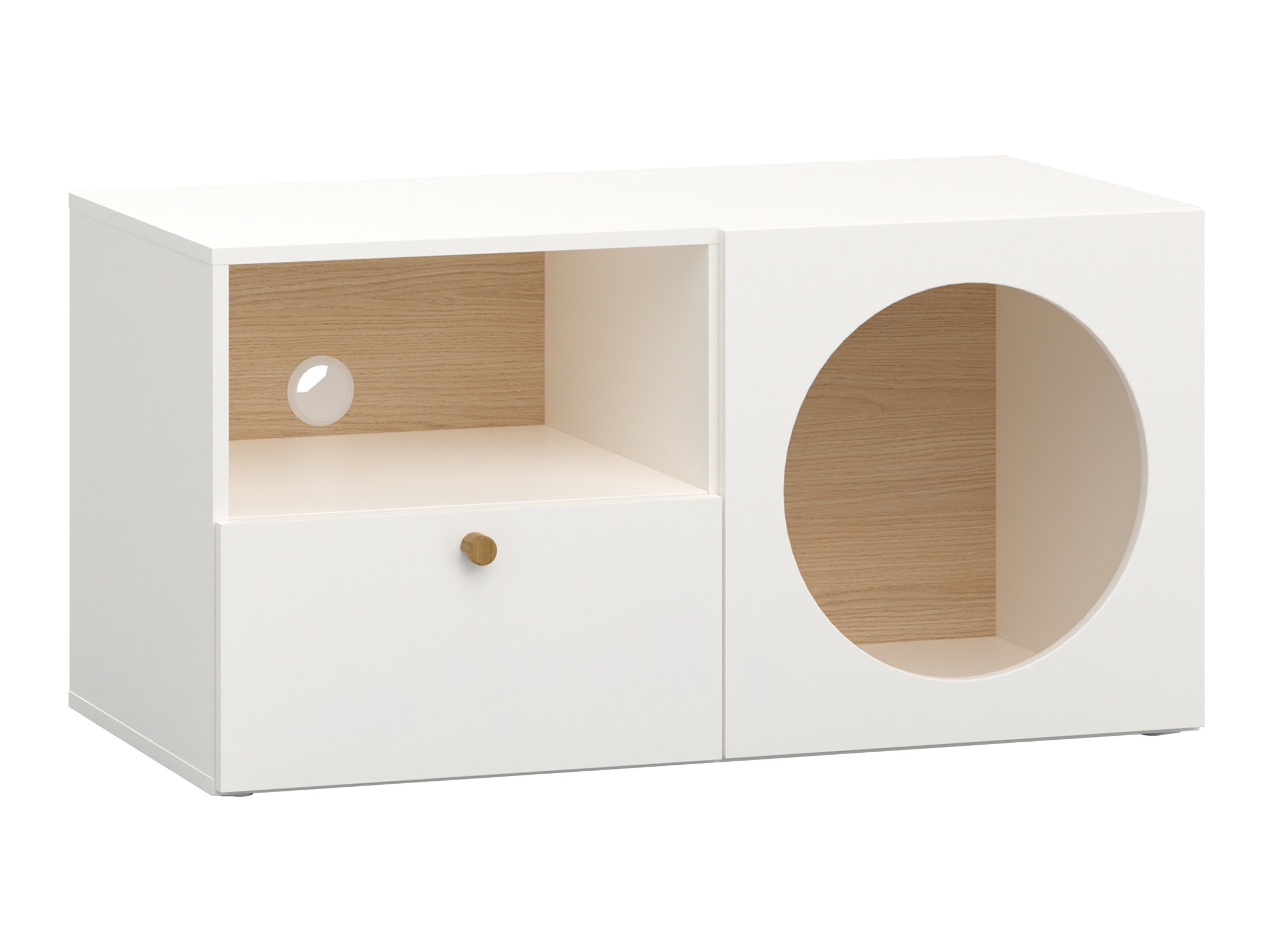 TV-állvány Tornolo 127 (Fehér + Világos tölgy)