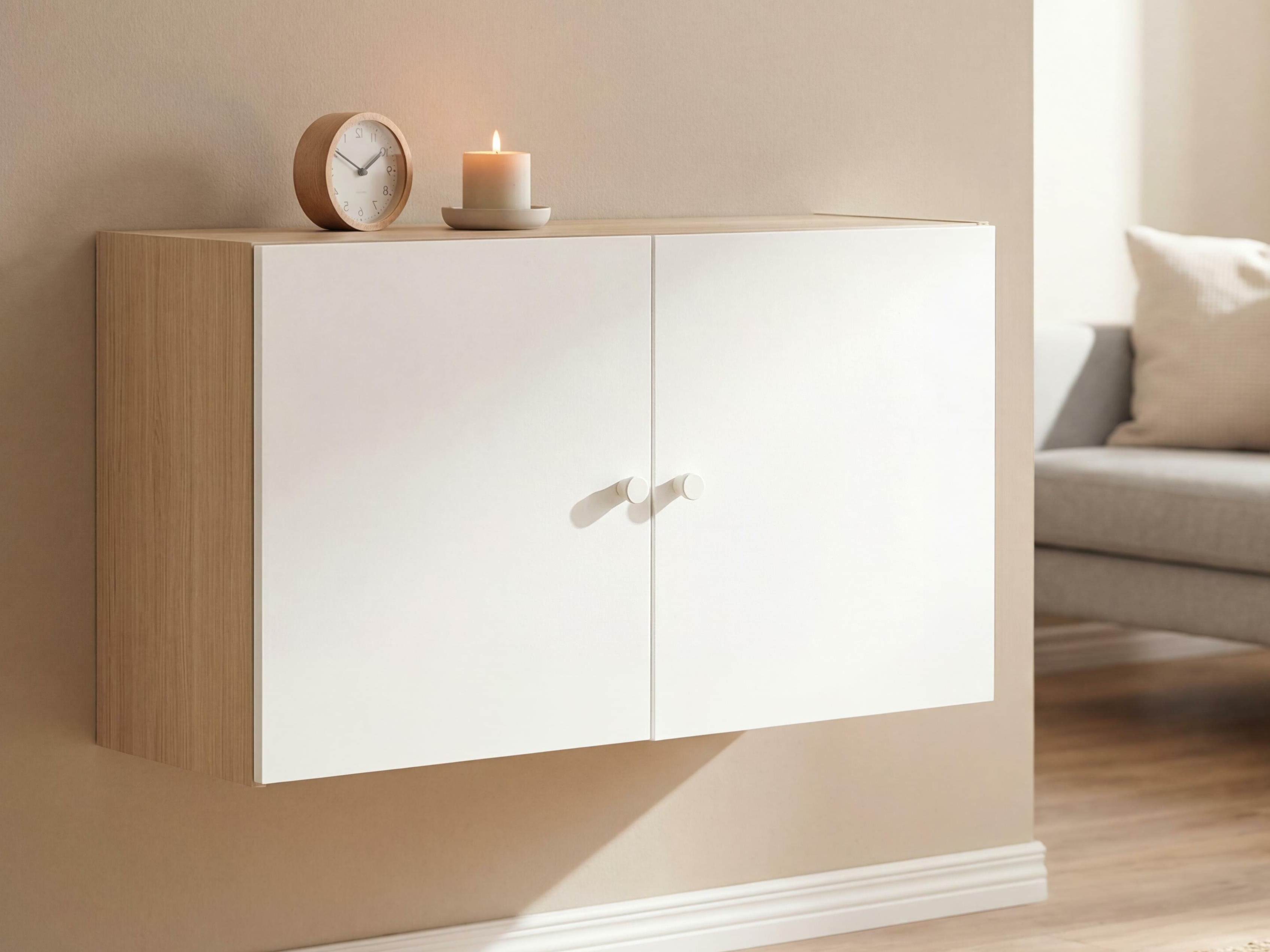 Fali szekrény Tornolo 128 (Fehér + Világos tölgy)