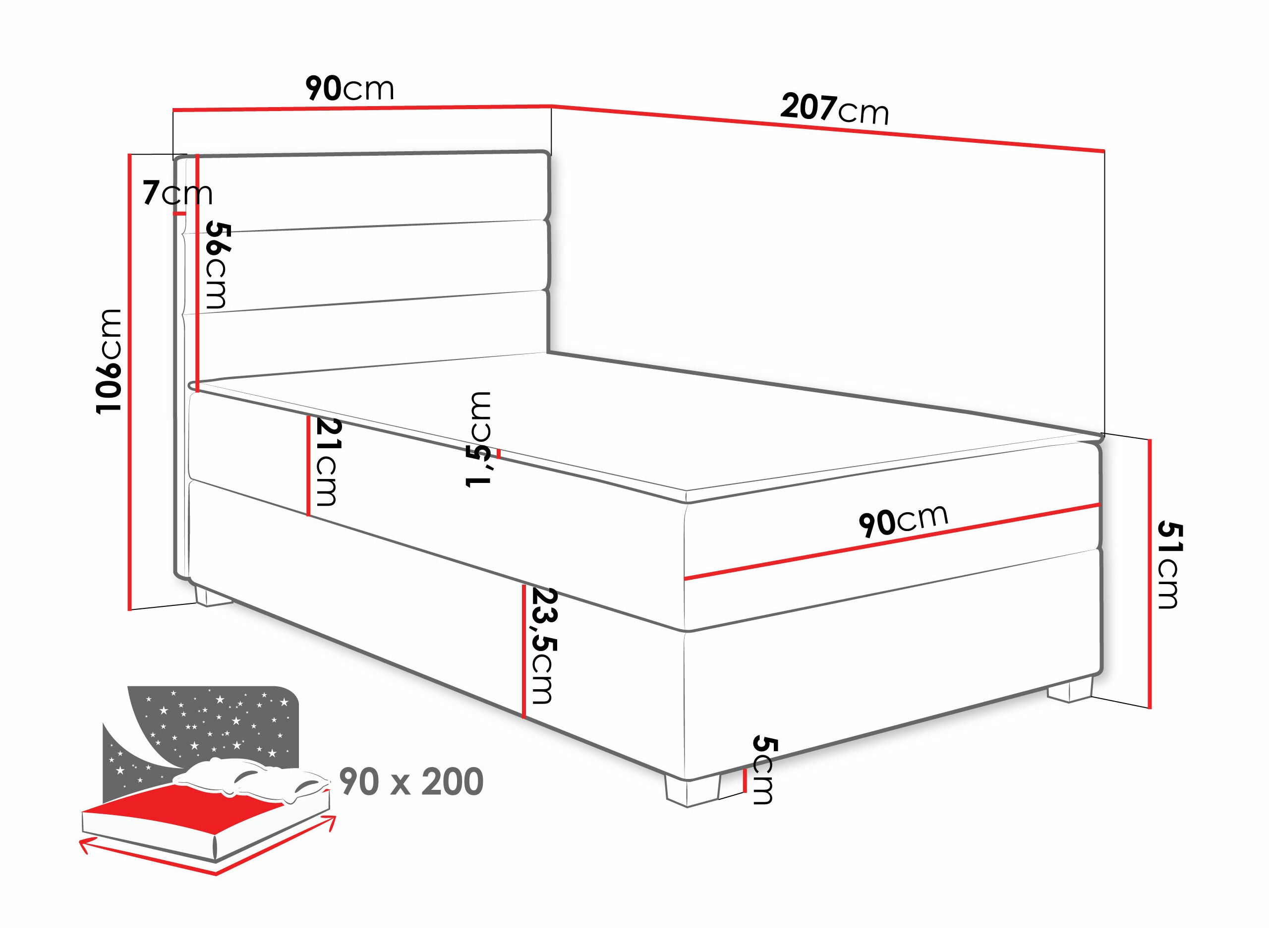 Kontinentális ágy Sanford 104 (Manila 14)
