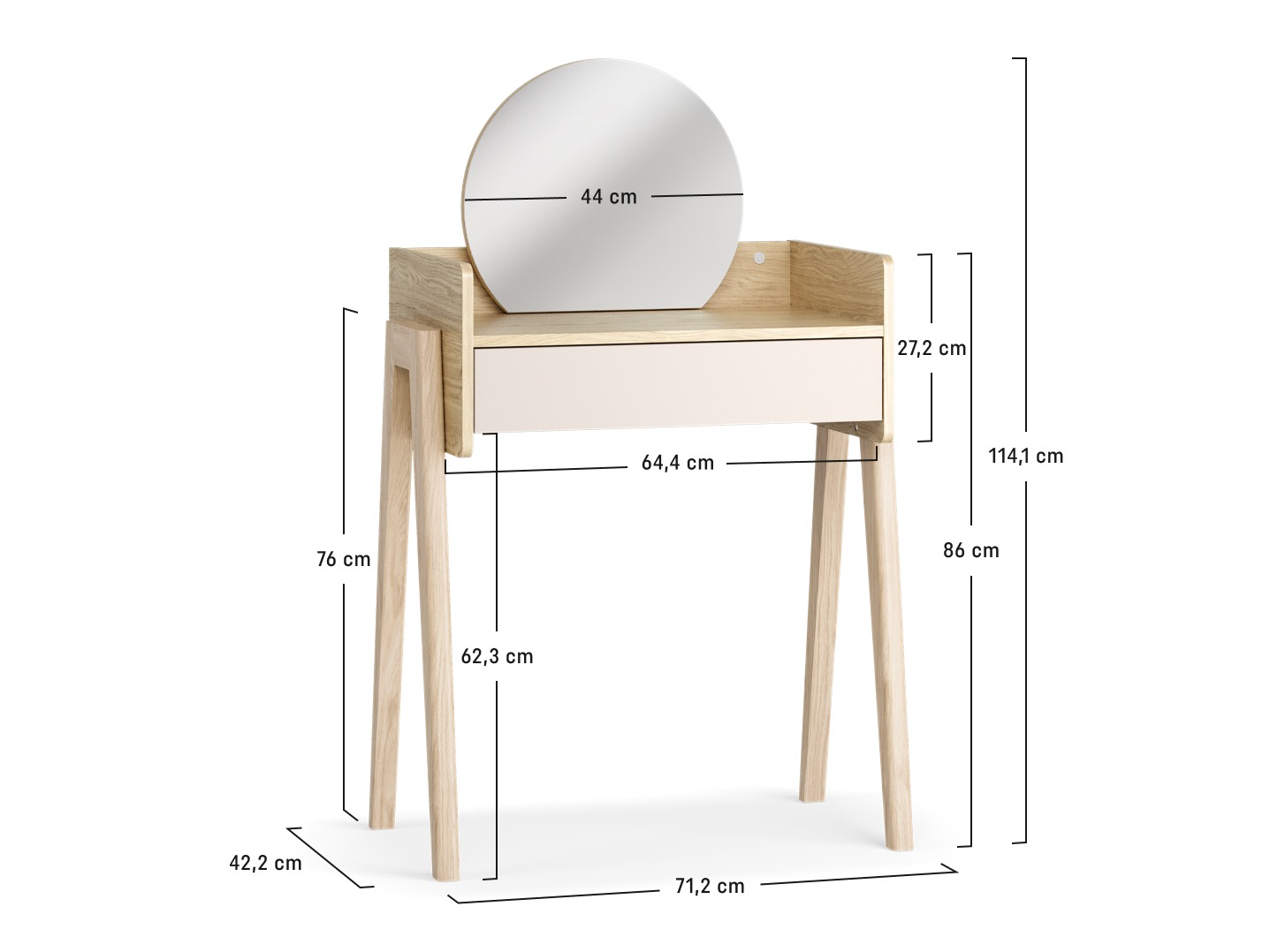 Fésülködő asztal Velrome 100 (Tölgy + Grafit)