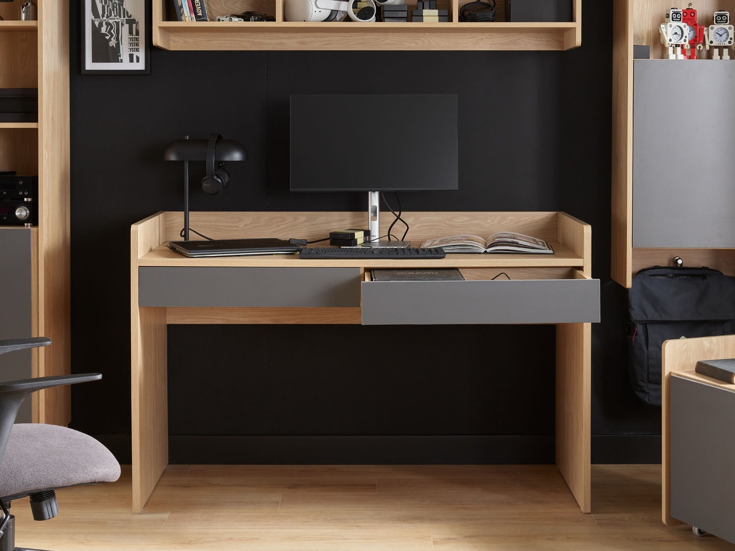 Íróasztal Velrome 101 (Tölgy + Grafit)