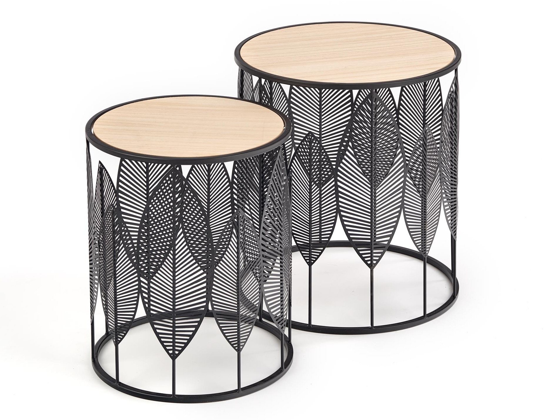 Oldalsó asztalok szett Houston 974 (Fekete + Világos fa)