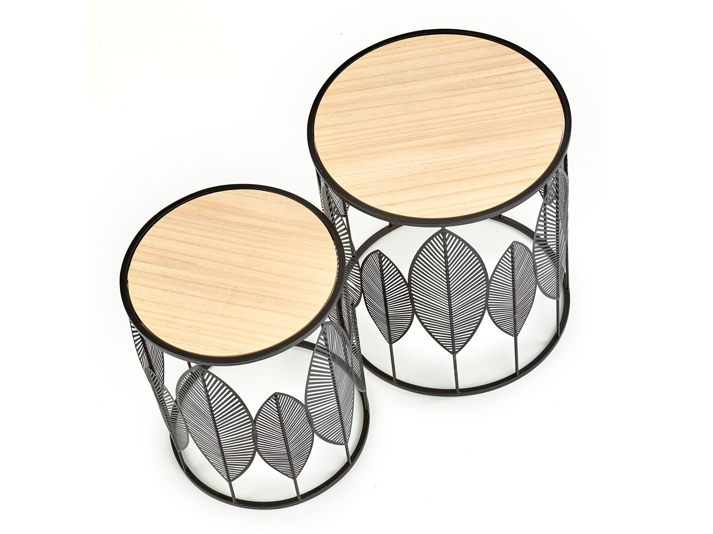 Oldalsó asztalok szett Houston 974 (Fekete + Világos fa)