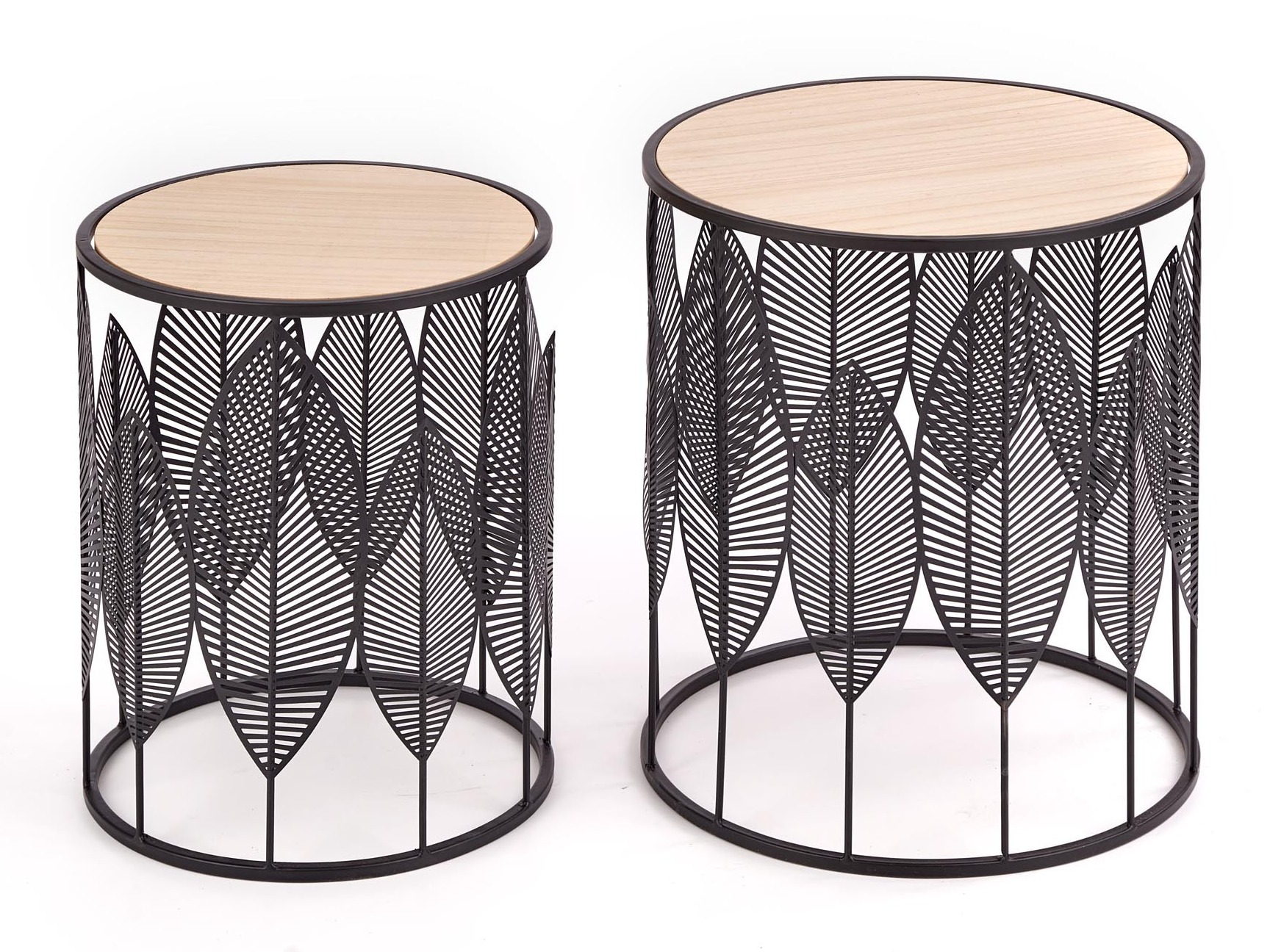 Oldalsó asztalok szett Houston 974 (Fekete + Világos fa)