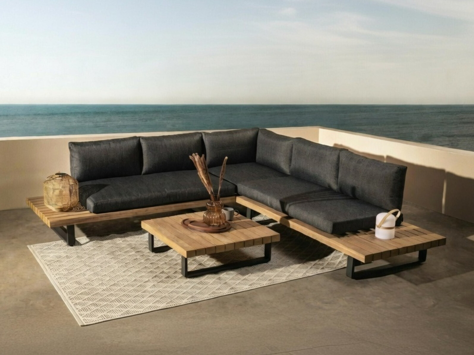 Kerti bútor Burleson 584 (Szürke + Akác)