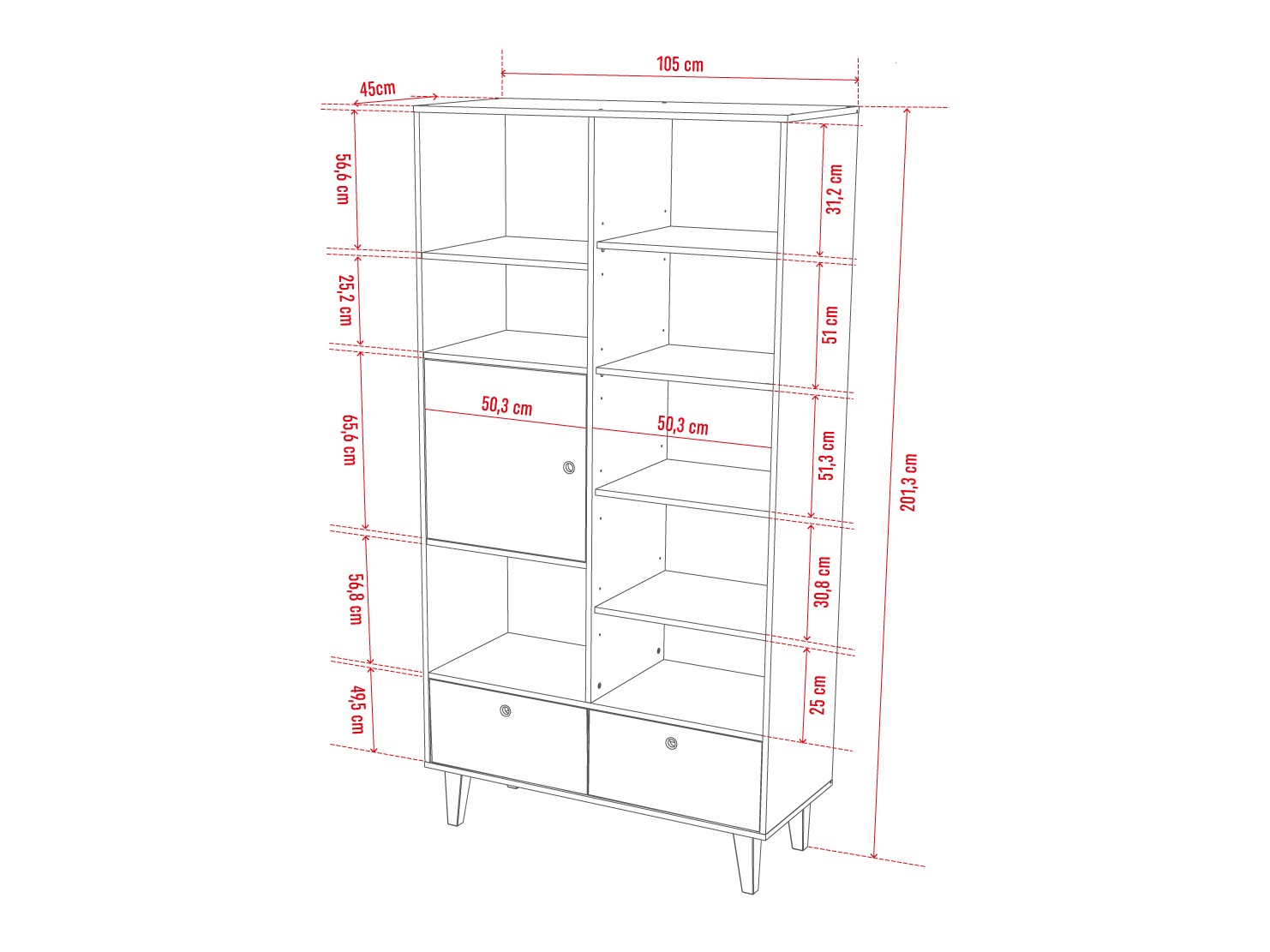 Könyvespolc Domfera 102 (Világoskék)