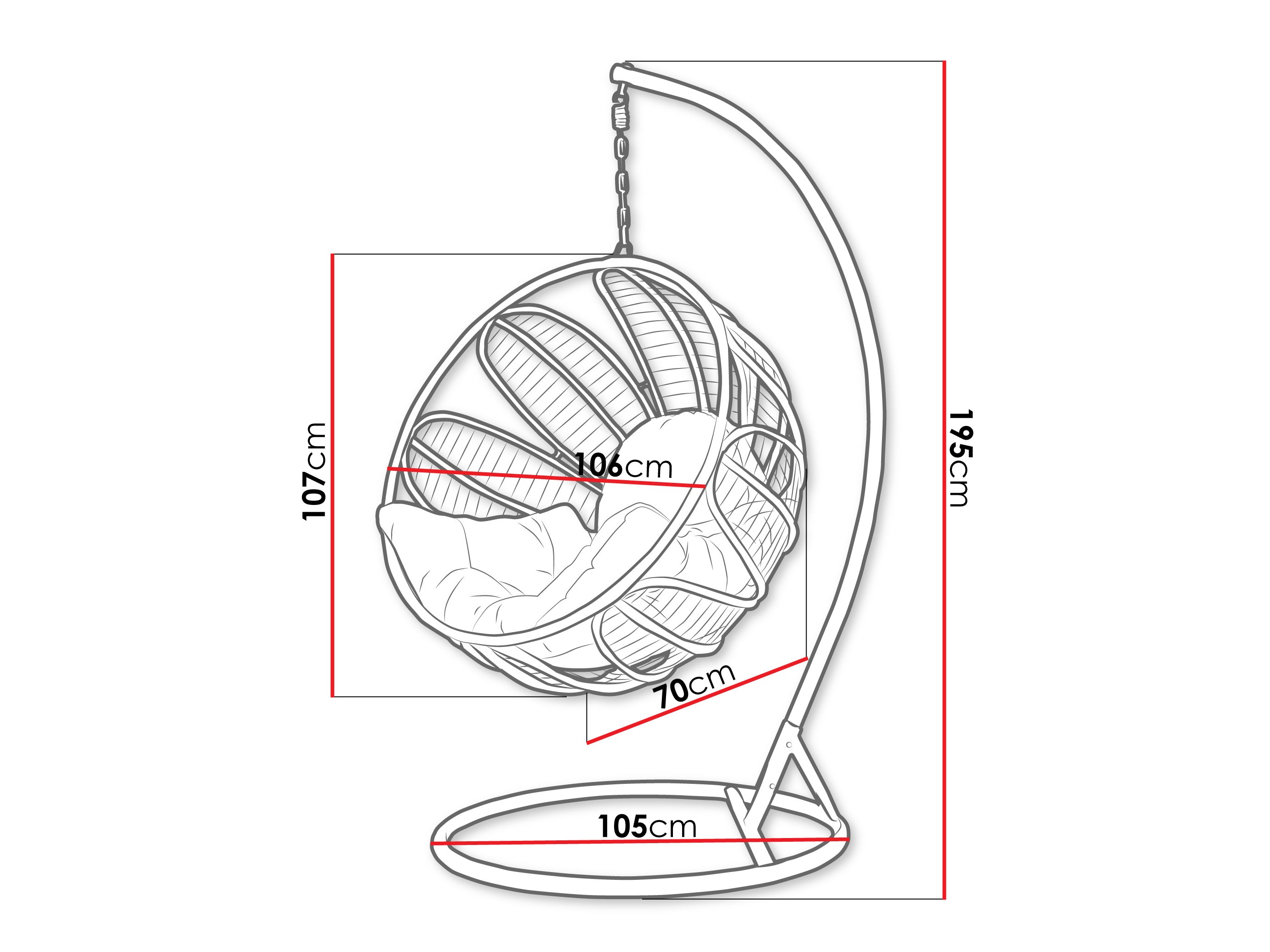 Függőszék Comfivo 512 (Sötétzöld + Zöld)
