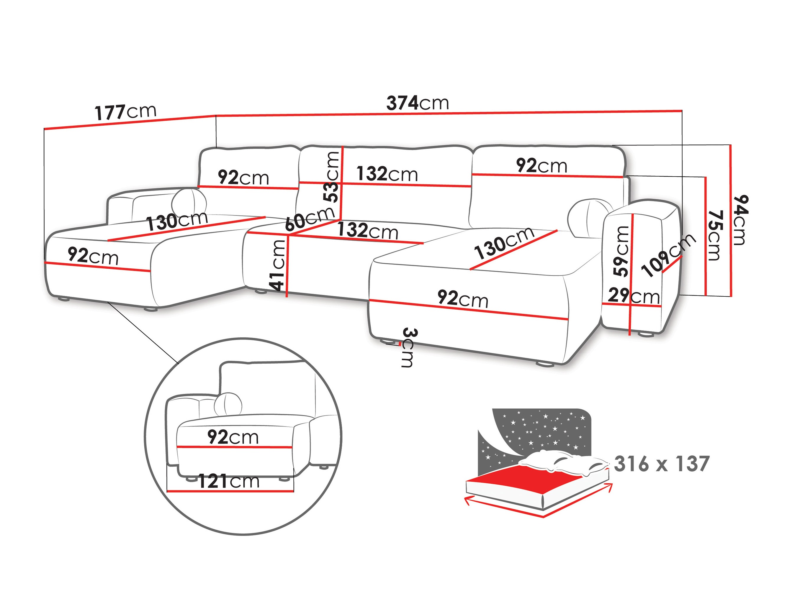 Sarokkanapé TrendyNest 130 (Coral 15)