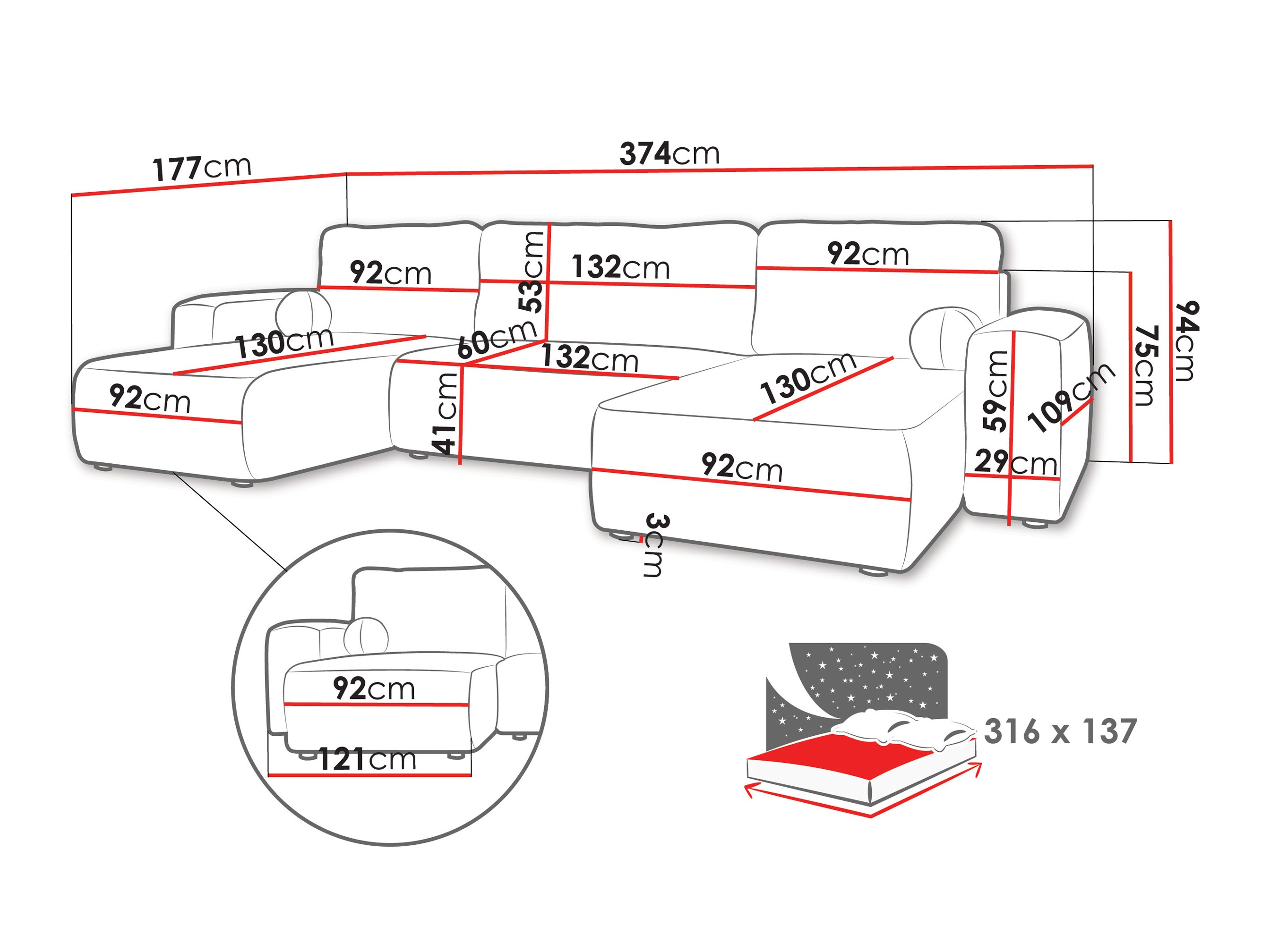 Sarokkanapé TrendyNest Piscor (Coral 80)