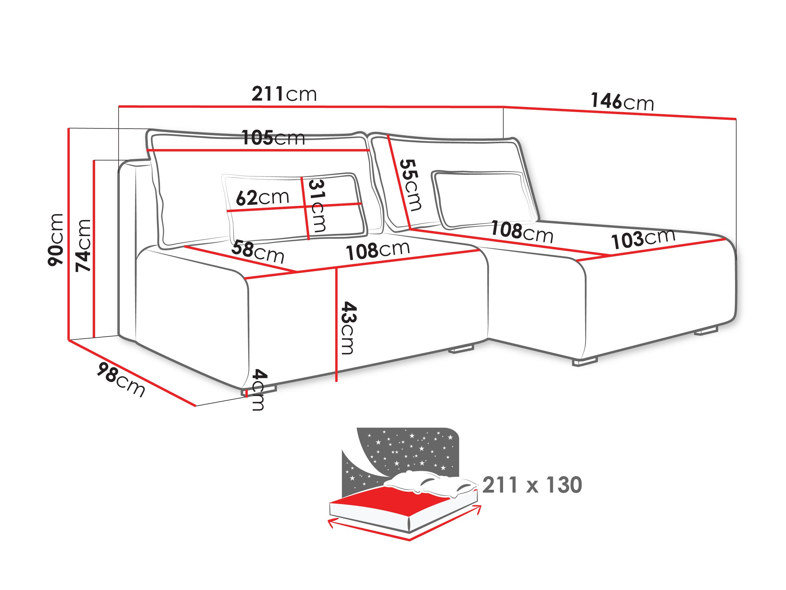 Sarokkanapé TrendyNest Fenestal (Tilia 11)