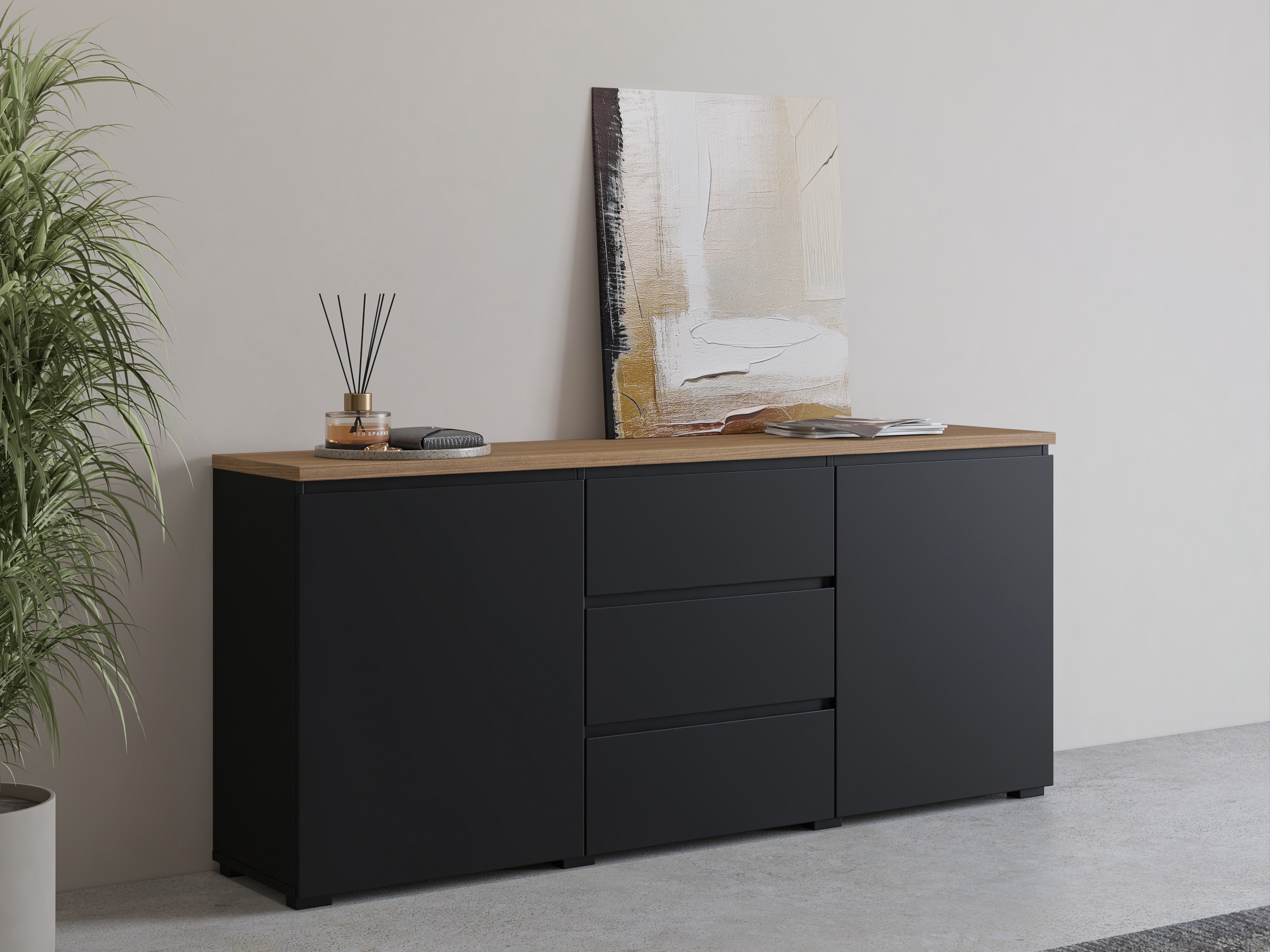 Komód Baletu 106 (Fekete + Tölgy)