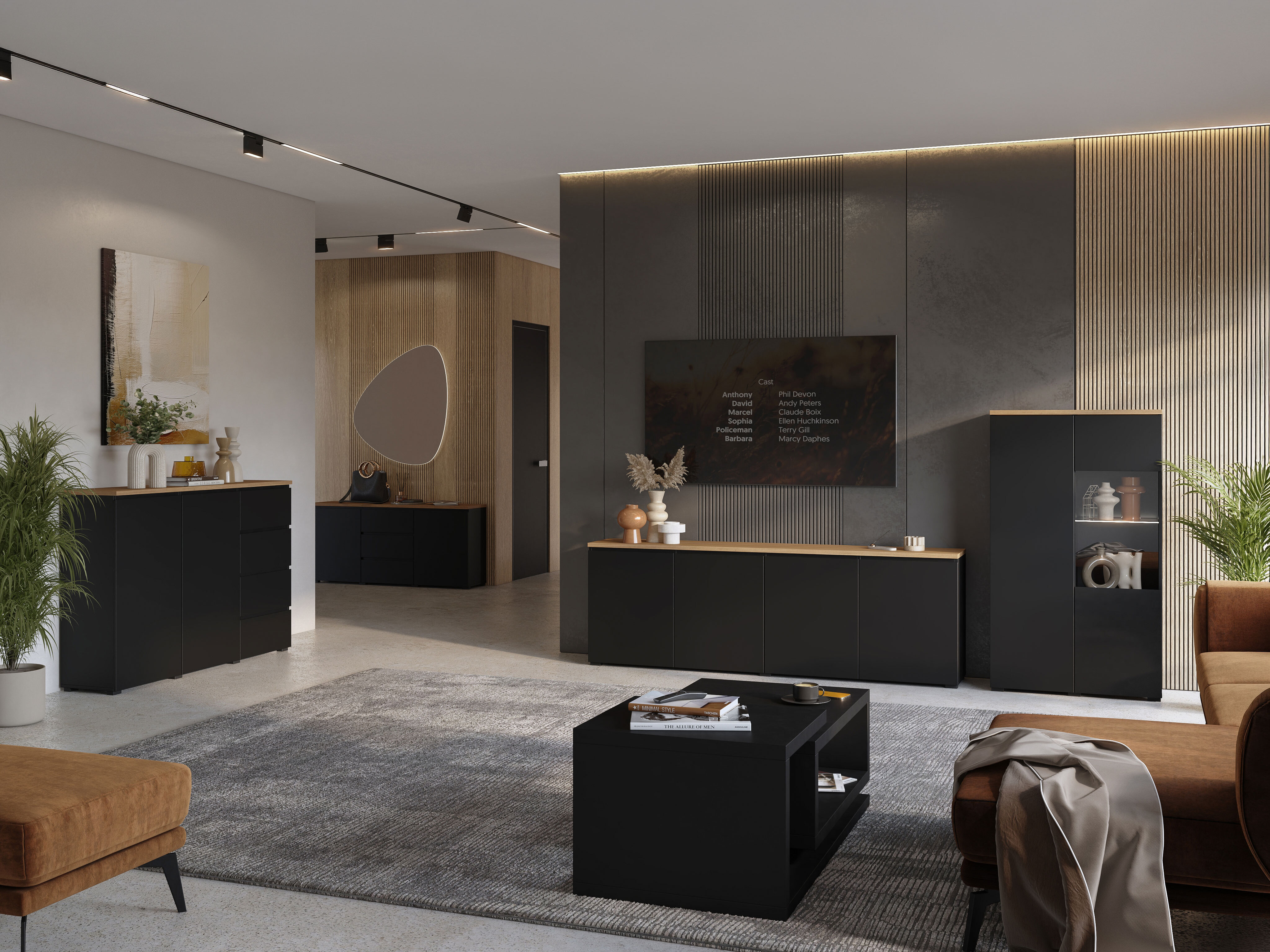 Szekrény Baletu 105 (Fekete + Tölgy)