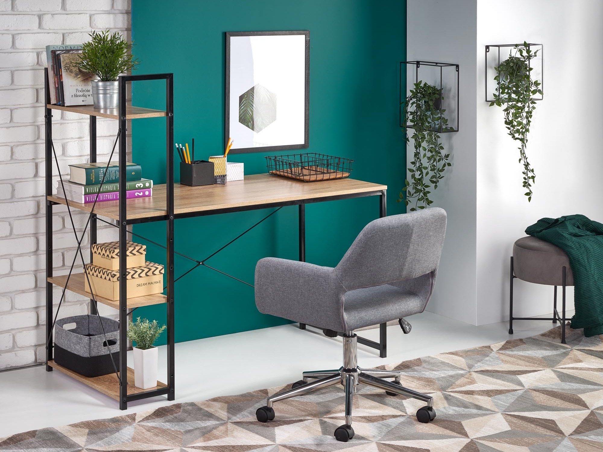 Íróasztal Houston 1888 (Sonoma tölgy + Fekete)