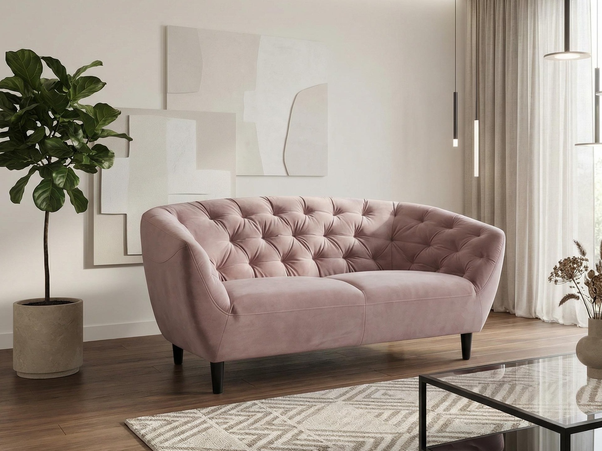 Chesterfield kanapé Norsica 260 (Poros rózsaszín)