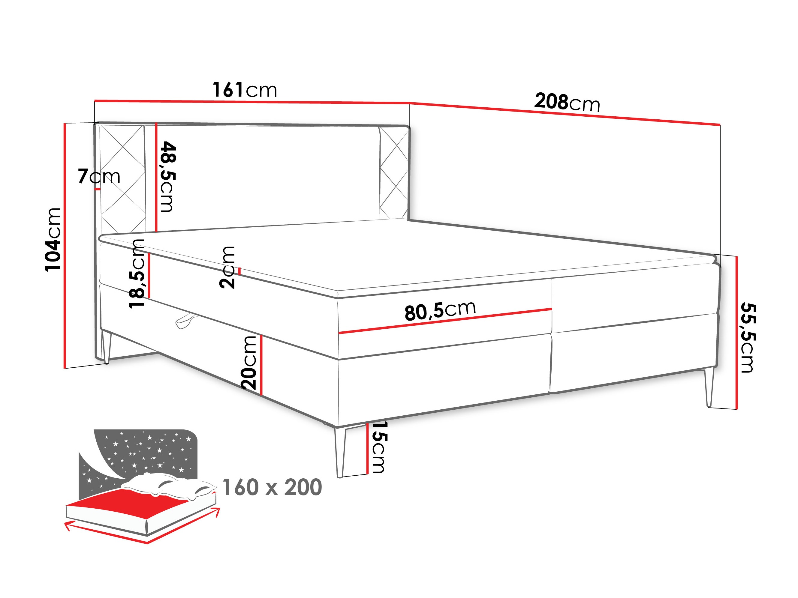 Kontinentális ágy Providence 200 (Polo 897)