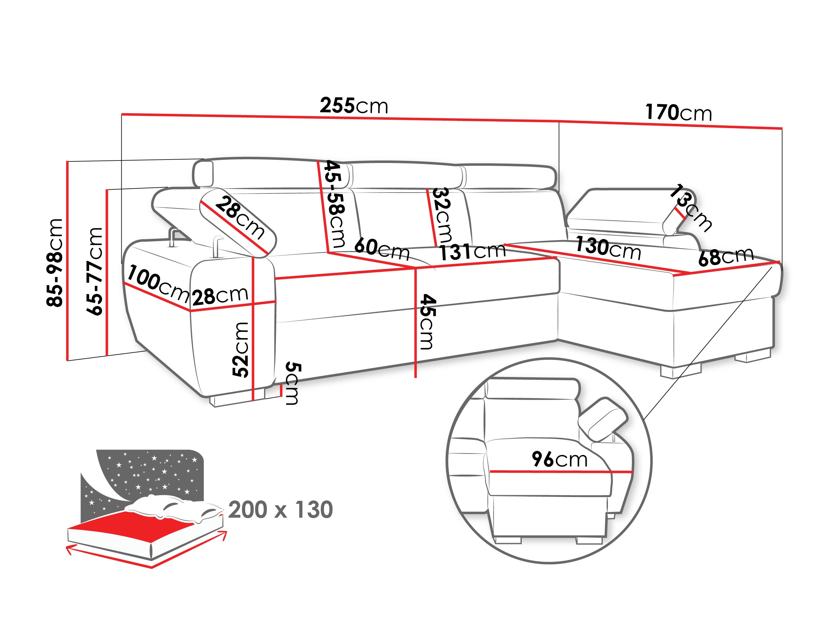 Sarokkanapé Columbus 252 (Lumo 55)