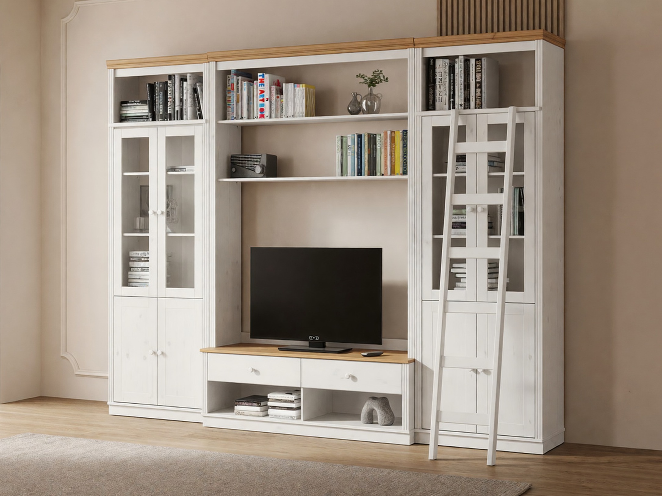 Nappali szett Saltoro 128 (Fehér + Mézes tölgy)