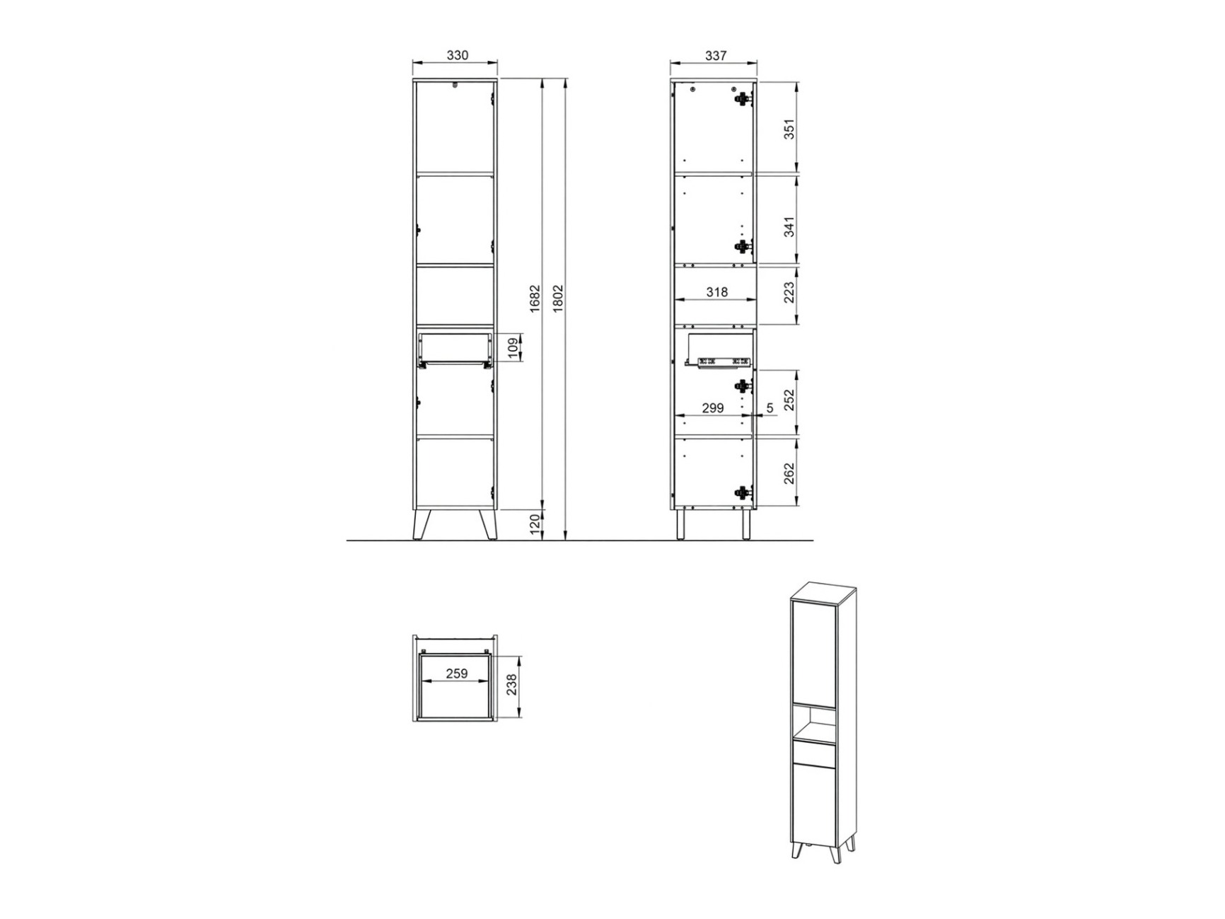 Álló fürdőszoba szekrény Voseri 103
