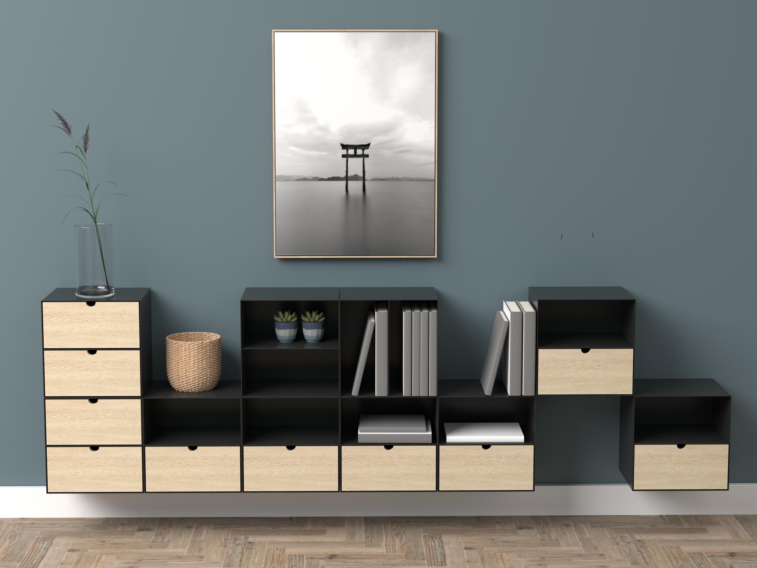 Éjjeliszekrény Norsica 375 (Fekete + Világos fa)