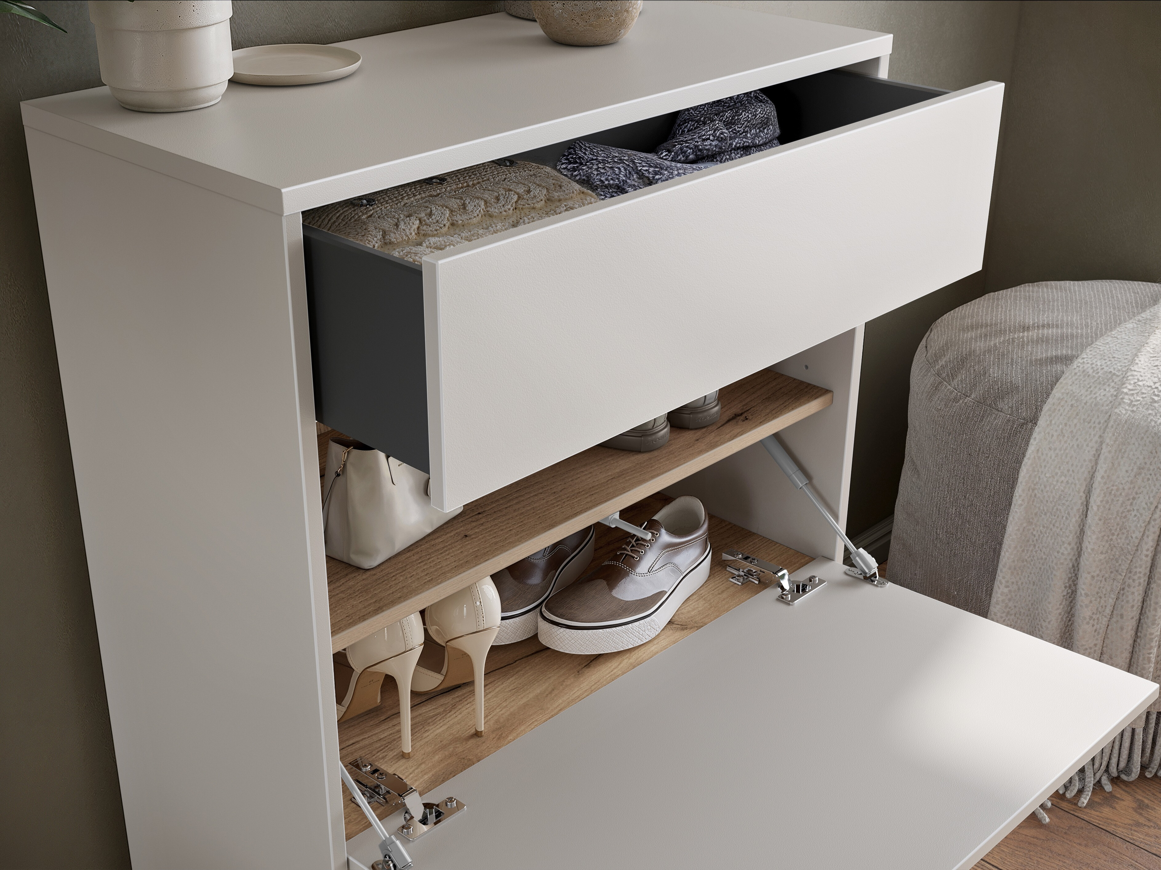 Cipőtároló Levfena 102 (Kasmír + Navarra tölgy)