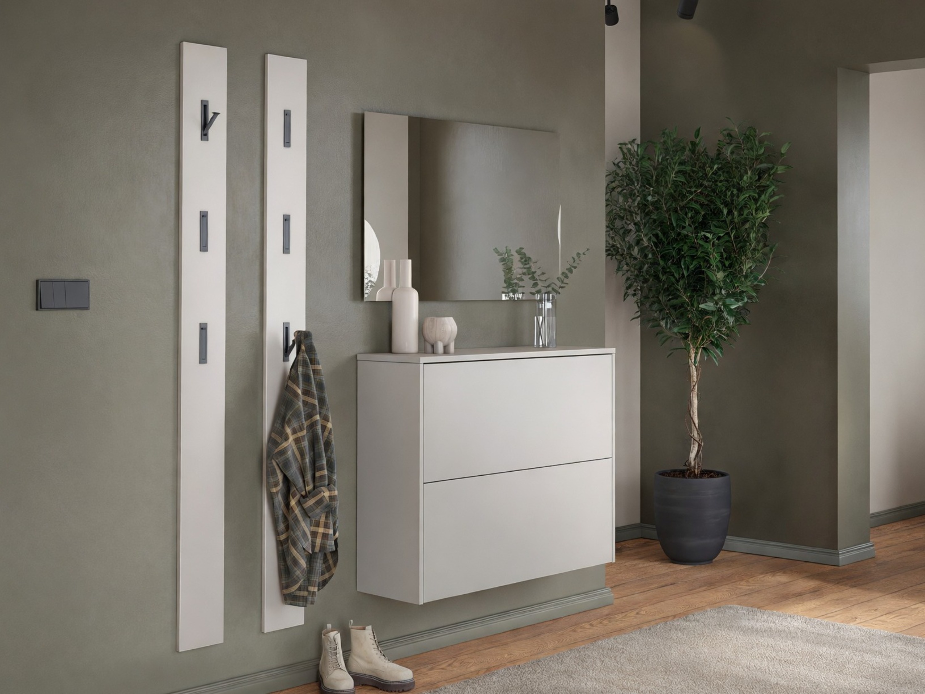 Előszoba garnitúra Levfena 103 (Kasmír + Navarra tölgy + Fehér)