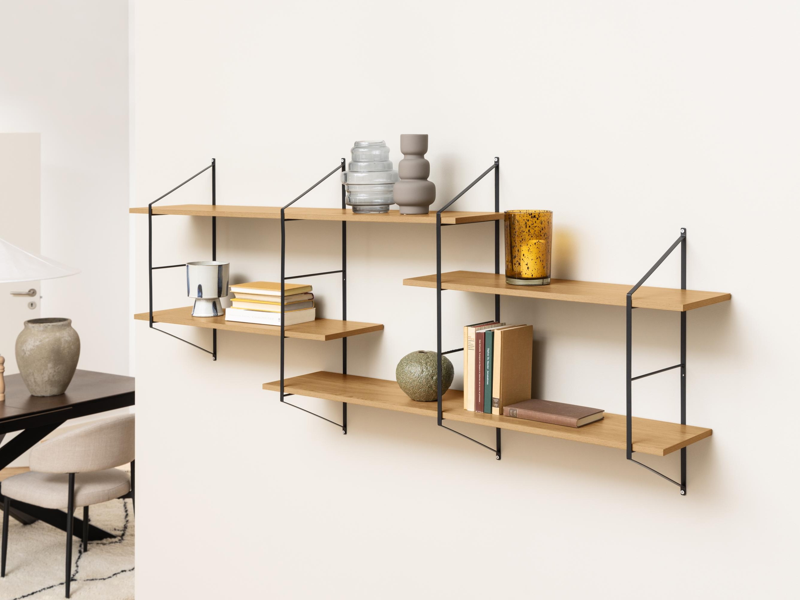 Fali polc Norsica 447 (Világosbarna + Fekete)