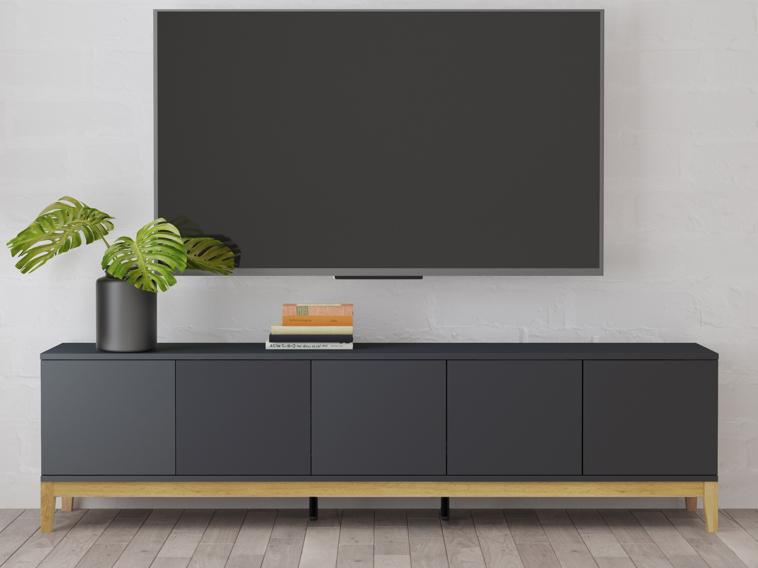 TV-állvány Felmelo 100 (Szürke + Wotan tölgy)