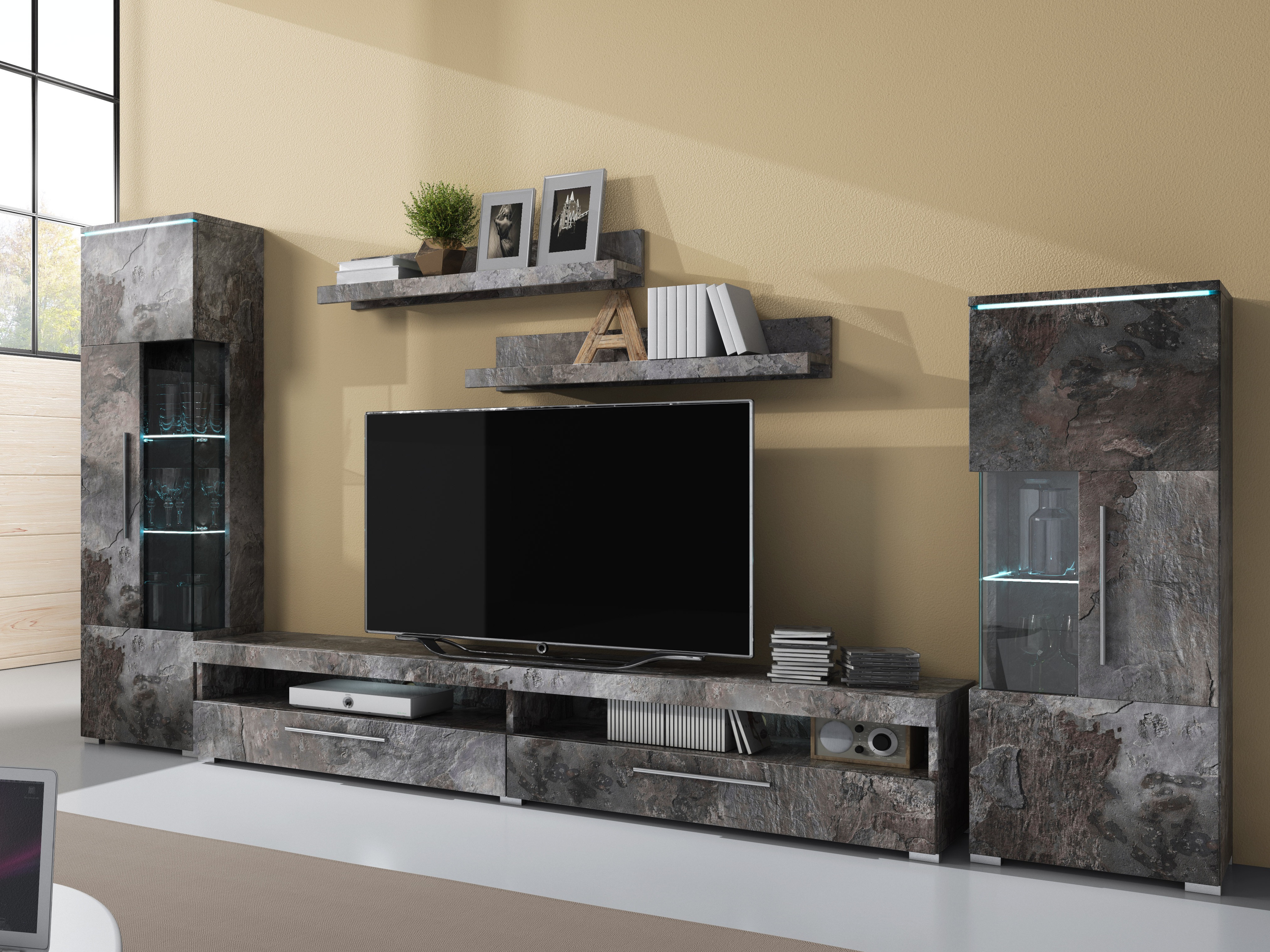 Függő polc szettek Torvire 105 (Sötét beton)