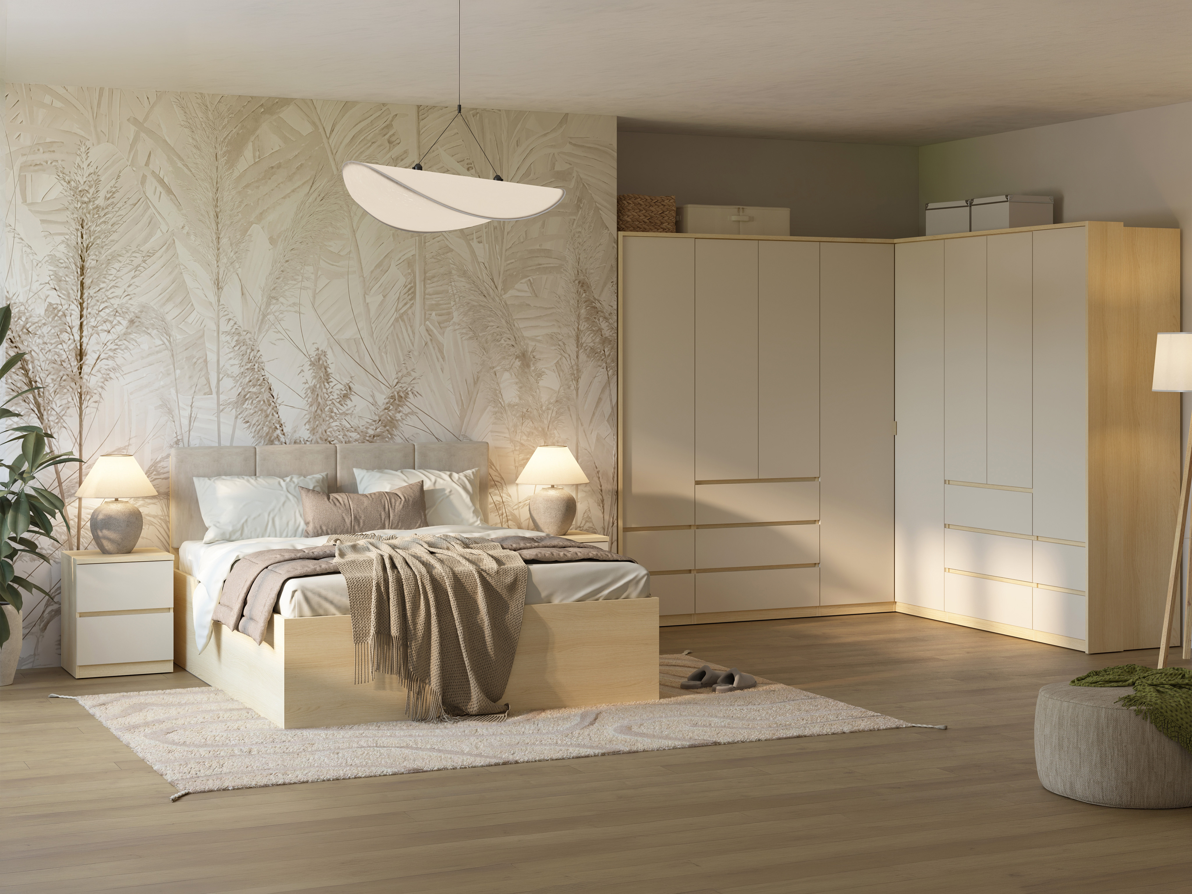 Sarokszekrény Nolcala 107 (Tölgy + Bézs)