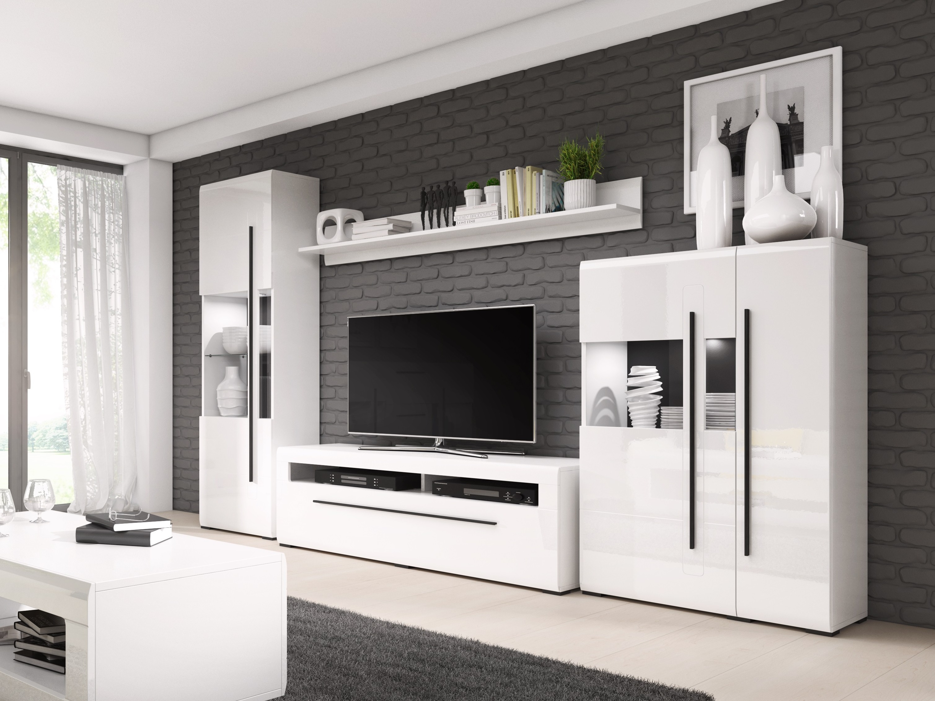 Fali polc Ophsalu 101 (Fehér + Fényes fehér)