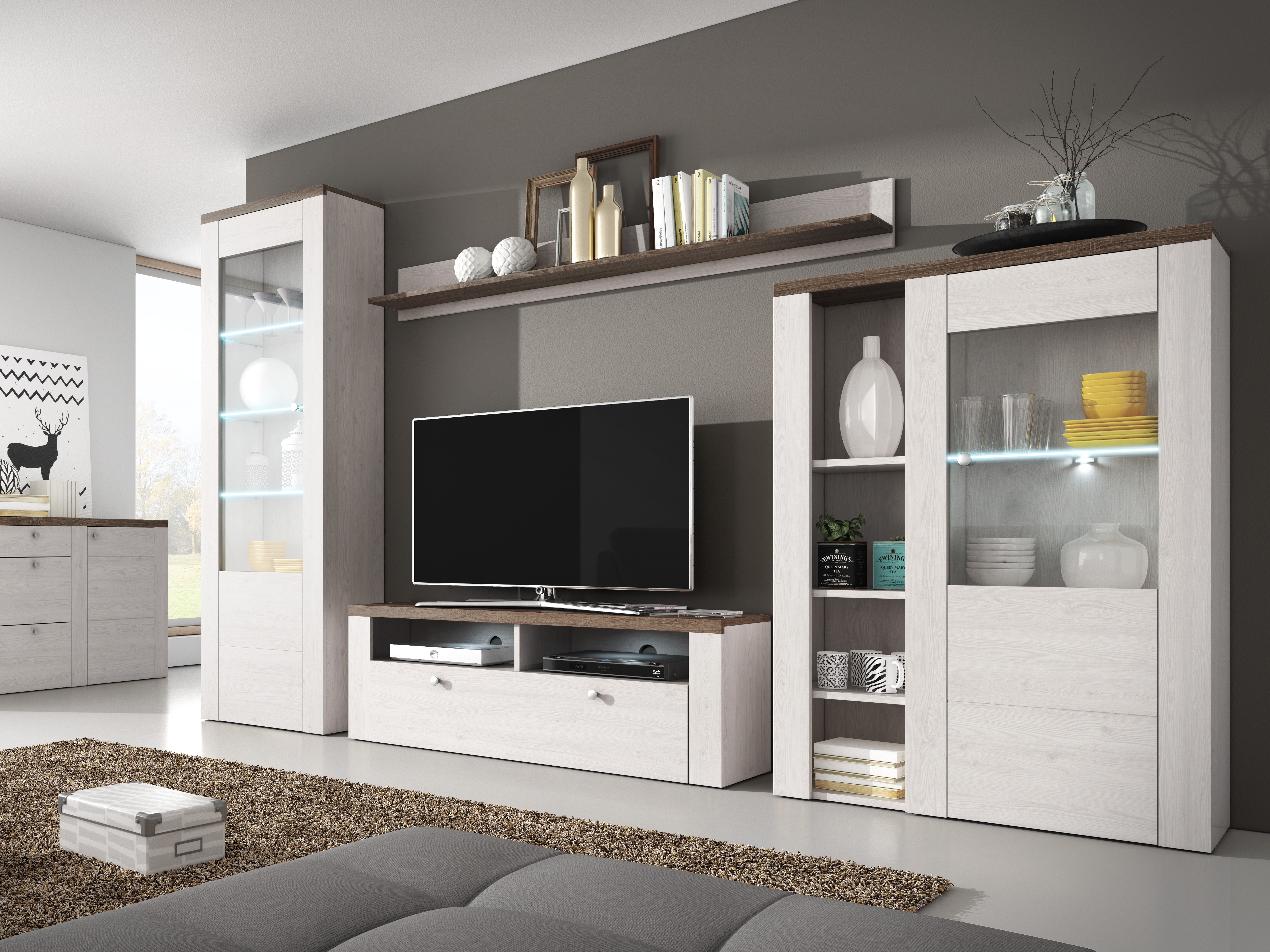 Fali polc Salelbo 101 (Világos vörösfenyő + Triufel tölgy)