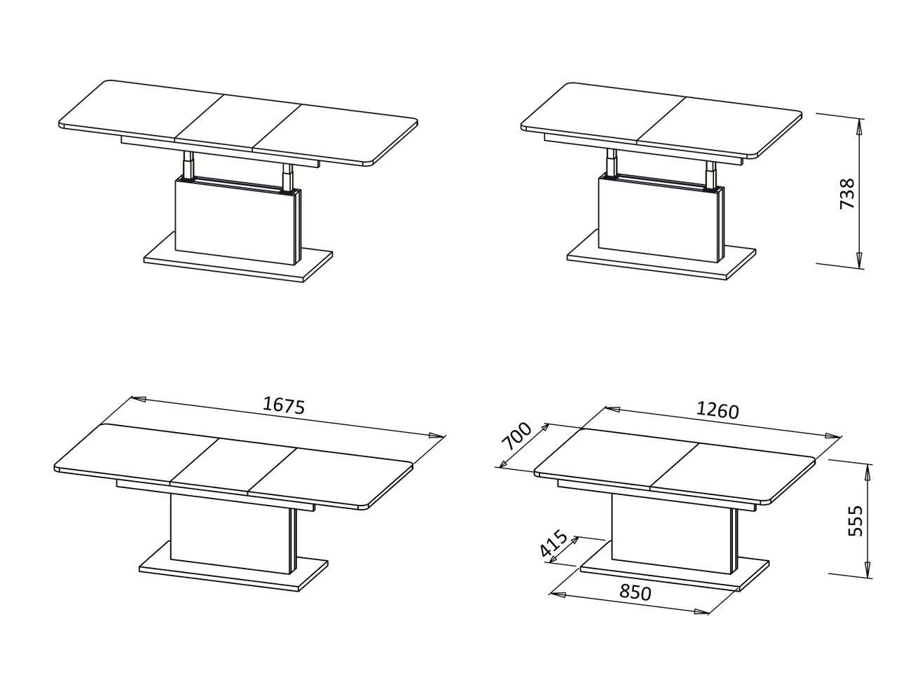 Kihajtható dohányzóasztal Houston 1253 (Wotan tölgy + Fekete)