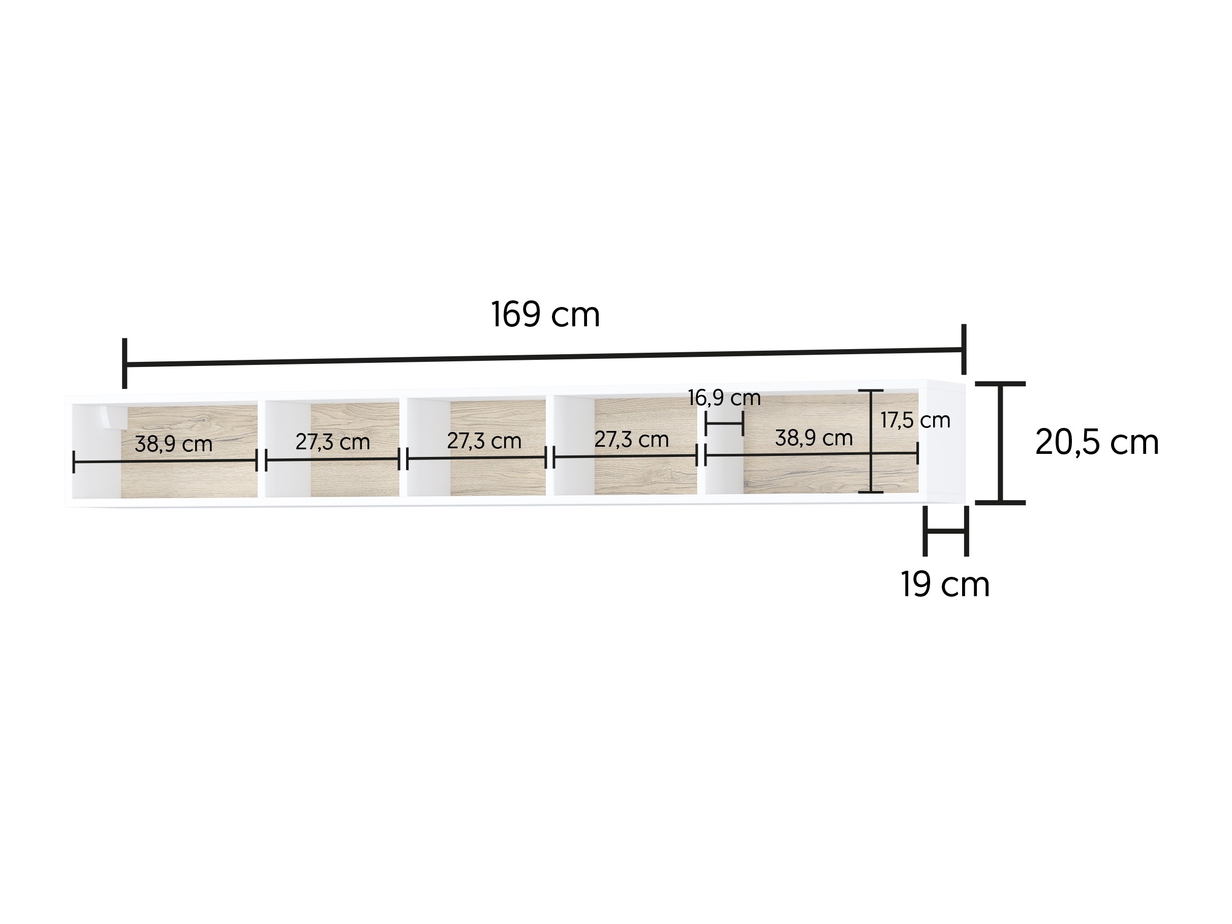 Fali polc Torsone 105 (Fehér + San remo tölgy)