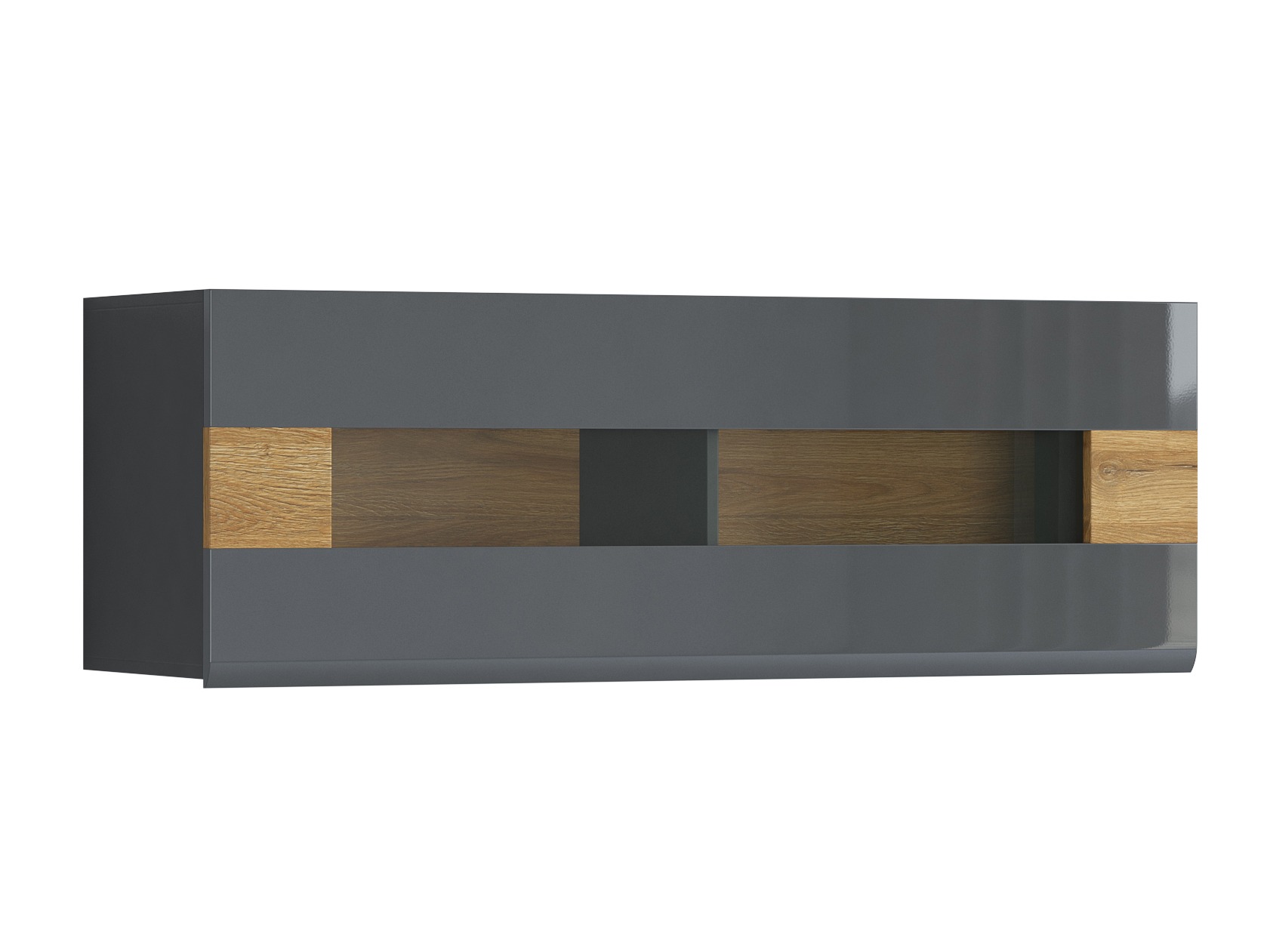 Fali szekrény Torsone 116 (Antracit + Gloss antracit + Grandson tölgy)