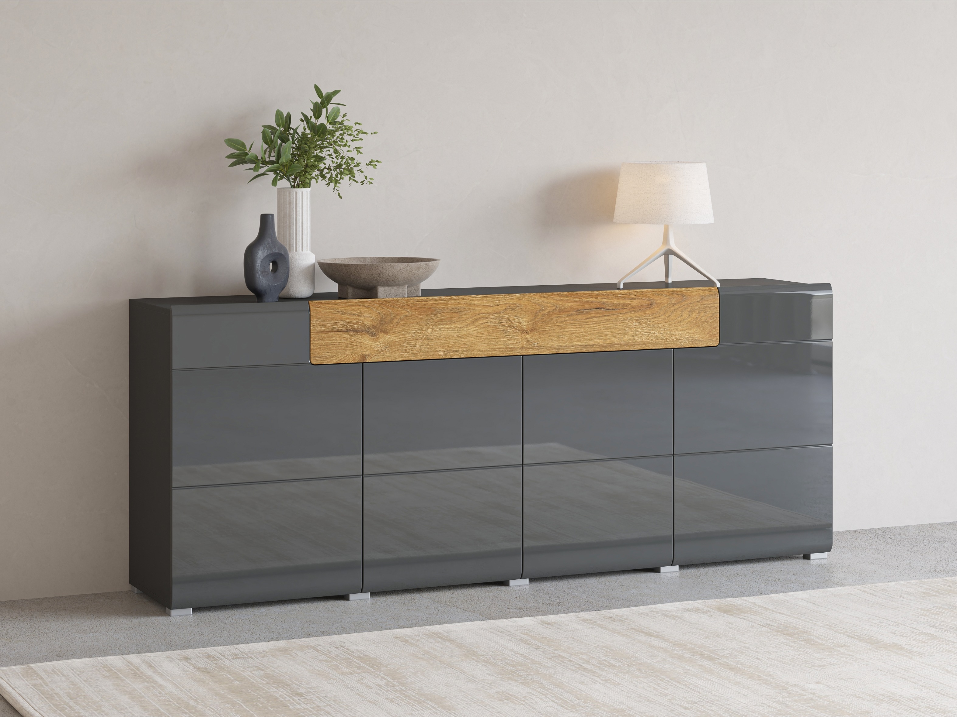 Komód Torsone 102 (Antracit + Gloss antracit + Grandson tölgy)