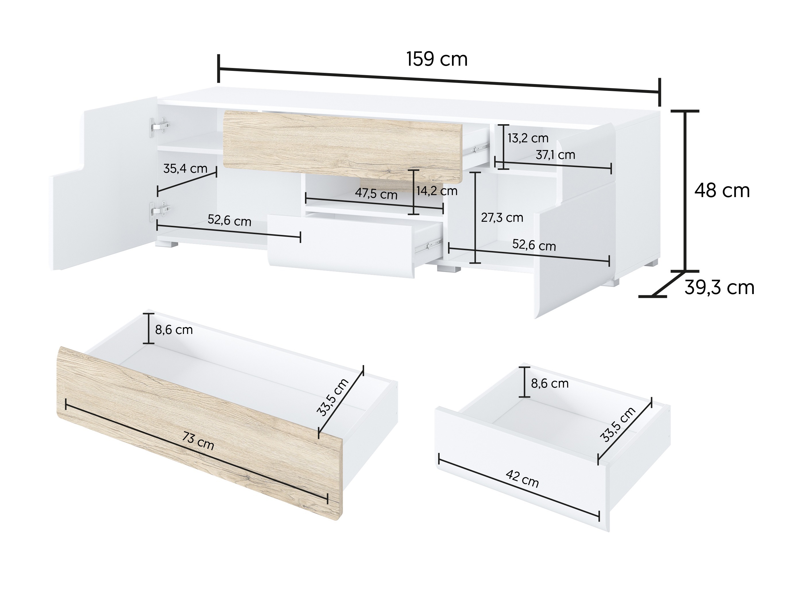 Nappali szett Torsone 104 (Fehér + Fényes fehér + San remo tölgy)