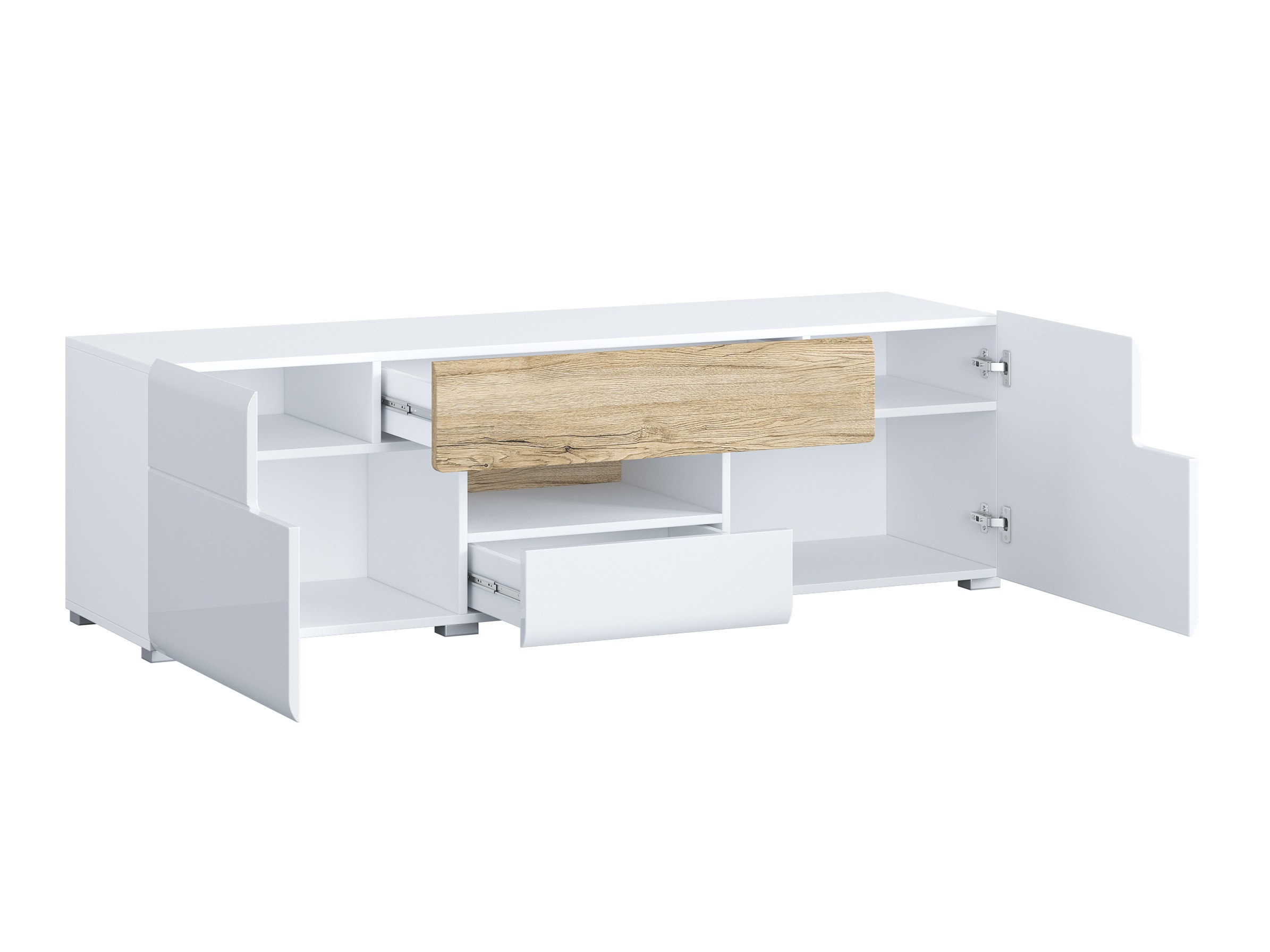 Nappali szett Torsone 104 (Fehér + Fényes fehér + San remo tölgy)