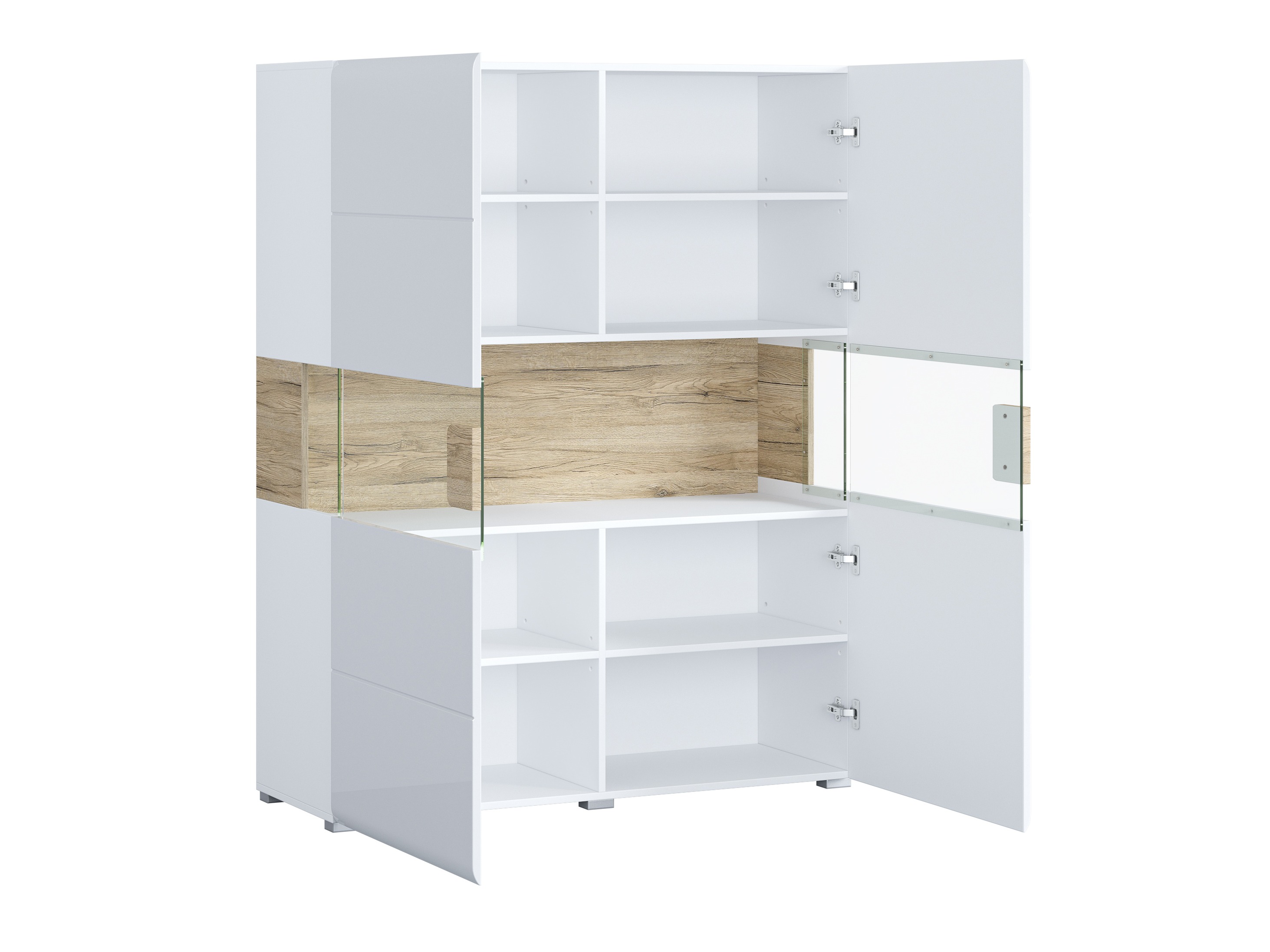 Nappali szett Torsone 104 (Fehér + Fényes fehér + San remo tölgy)