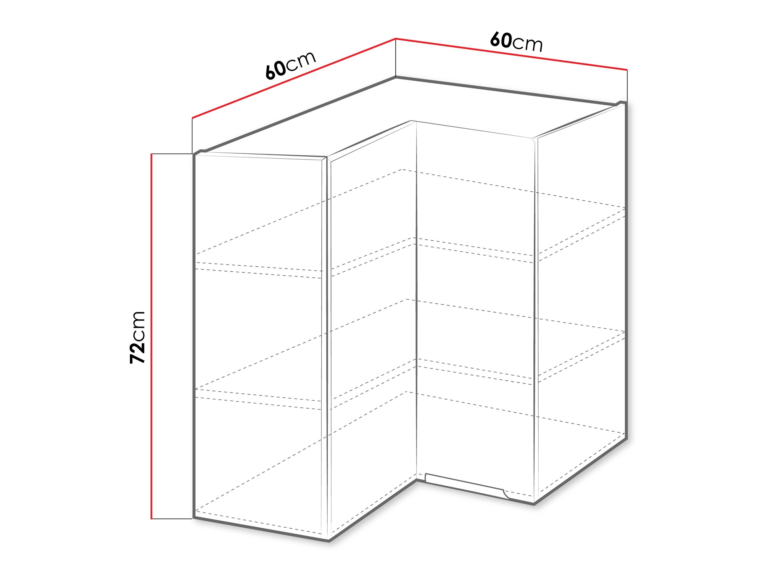 Moduláris fali sarokszekrény Sole 143
