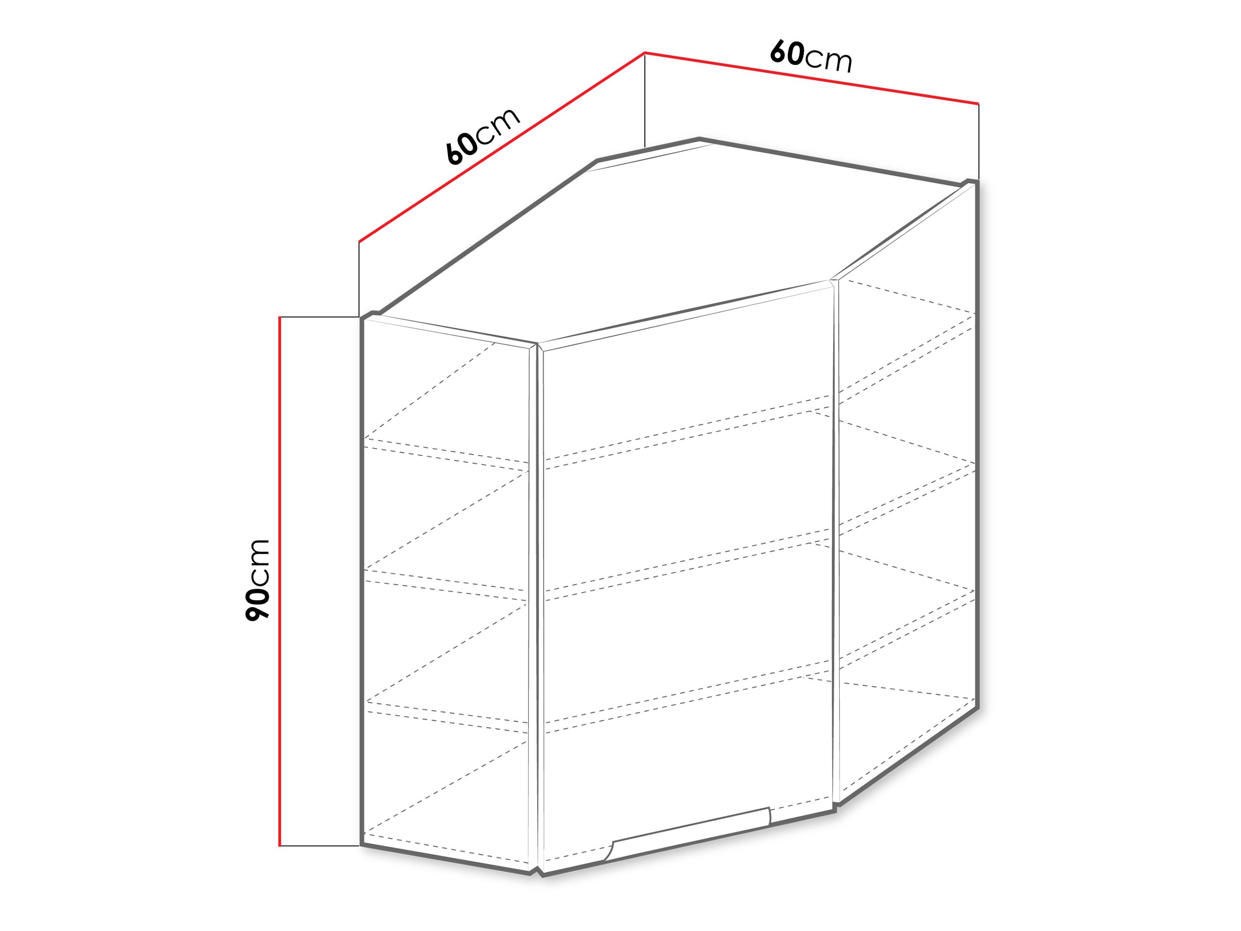 Moduláris fali sarokszekrény Sole 144