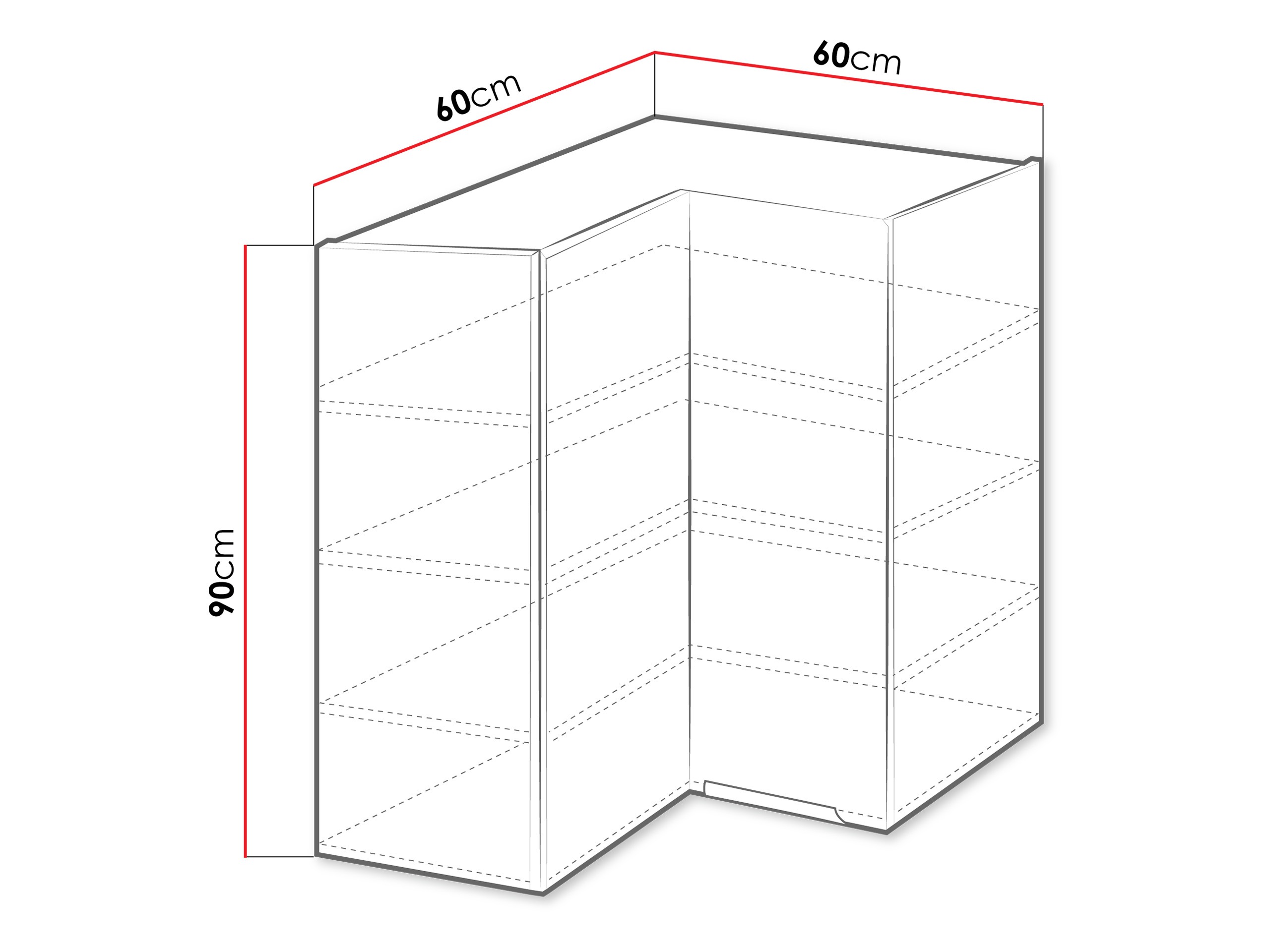 Moduláris fali sarokszekrény Sole 145