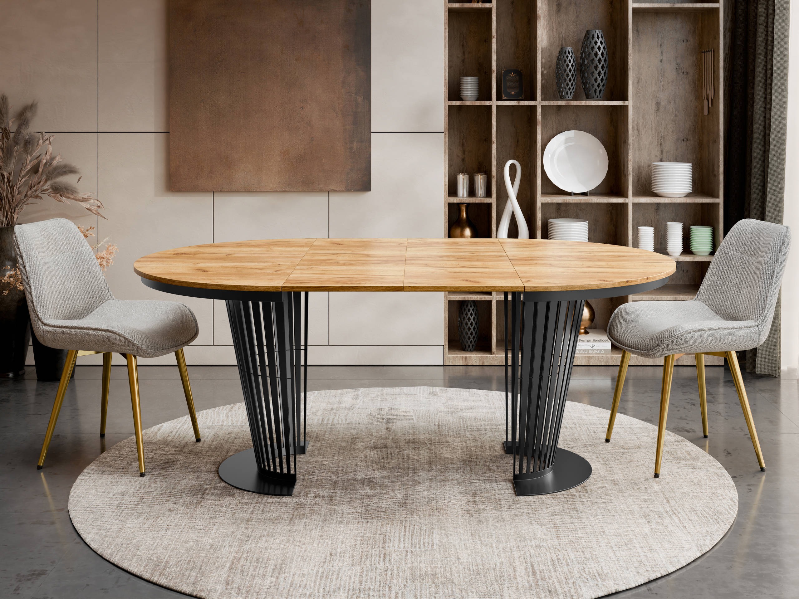 Asztal Oswego 179 (Fekete + Craft tölgy)