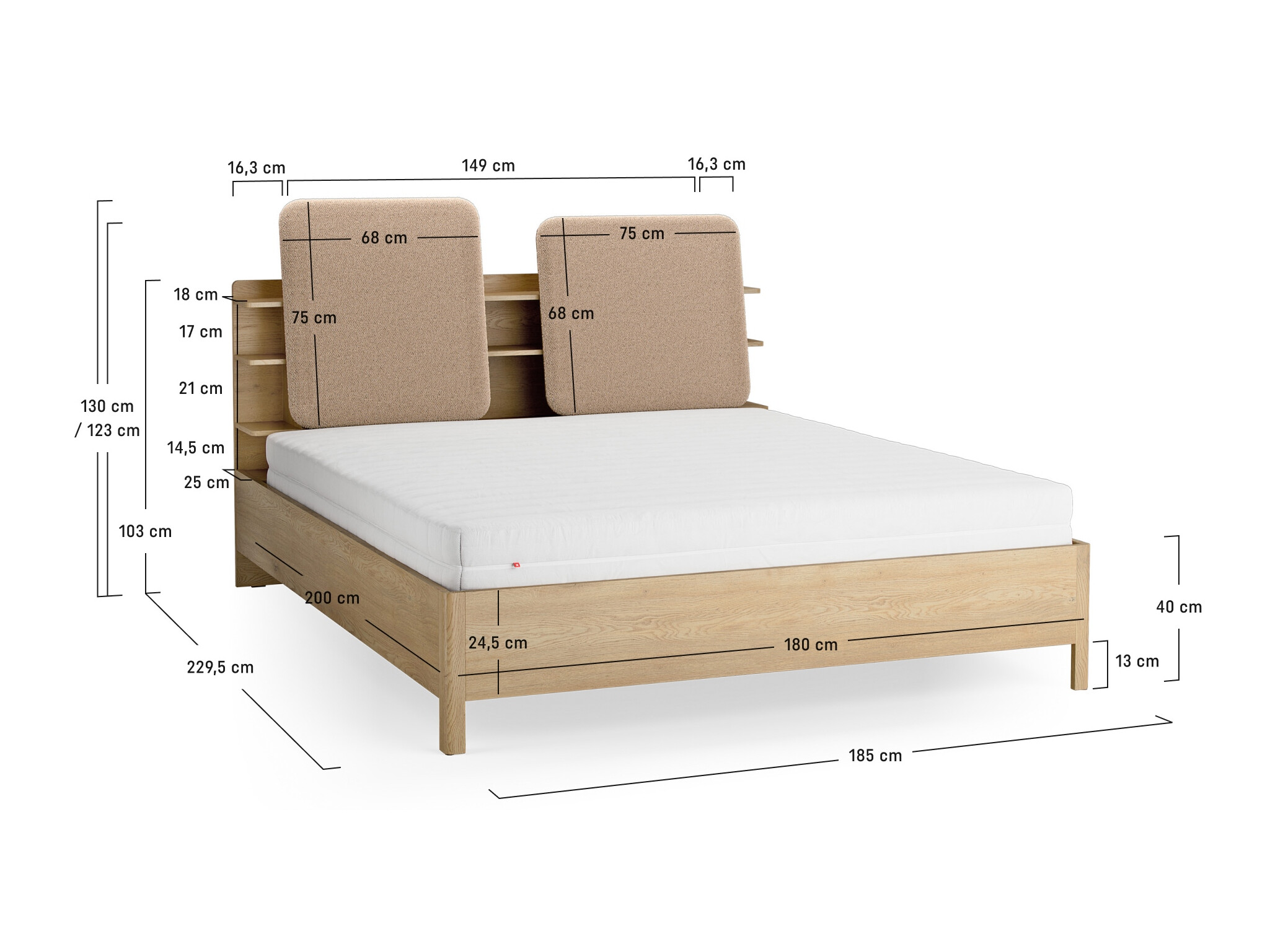 Ágy Ruvcamu 109 (Tölgy + Ekrü fehér)