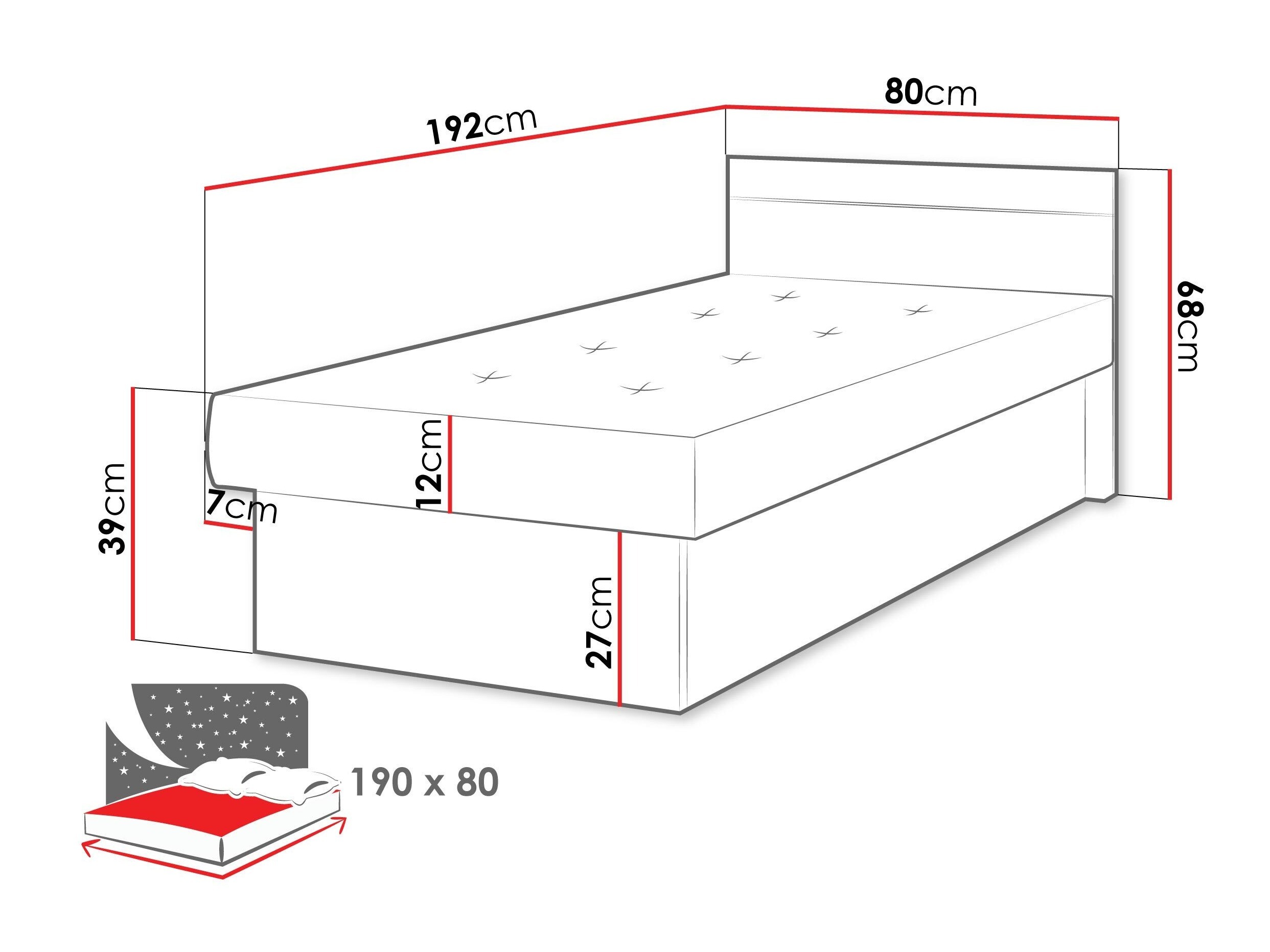 Ágy Dover 101 (Fehér)