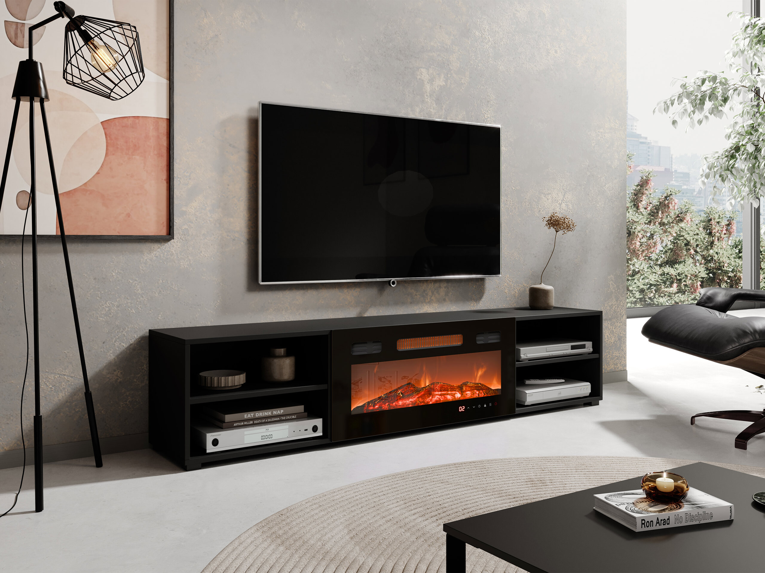 TV-állvány Charlotte 190 (Fekete)